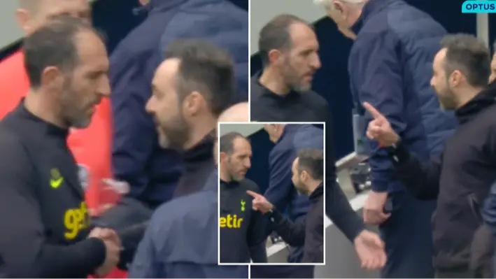 Roberto De Zerbi and Cristian Stellini involved in heated argument ahead of Spurs vs Brighton