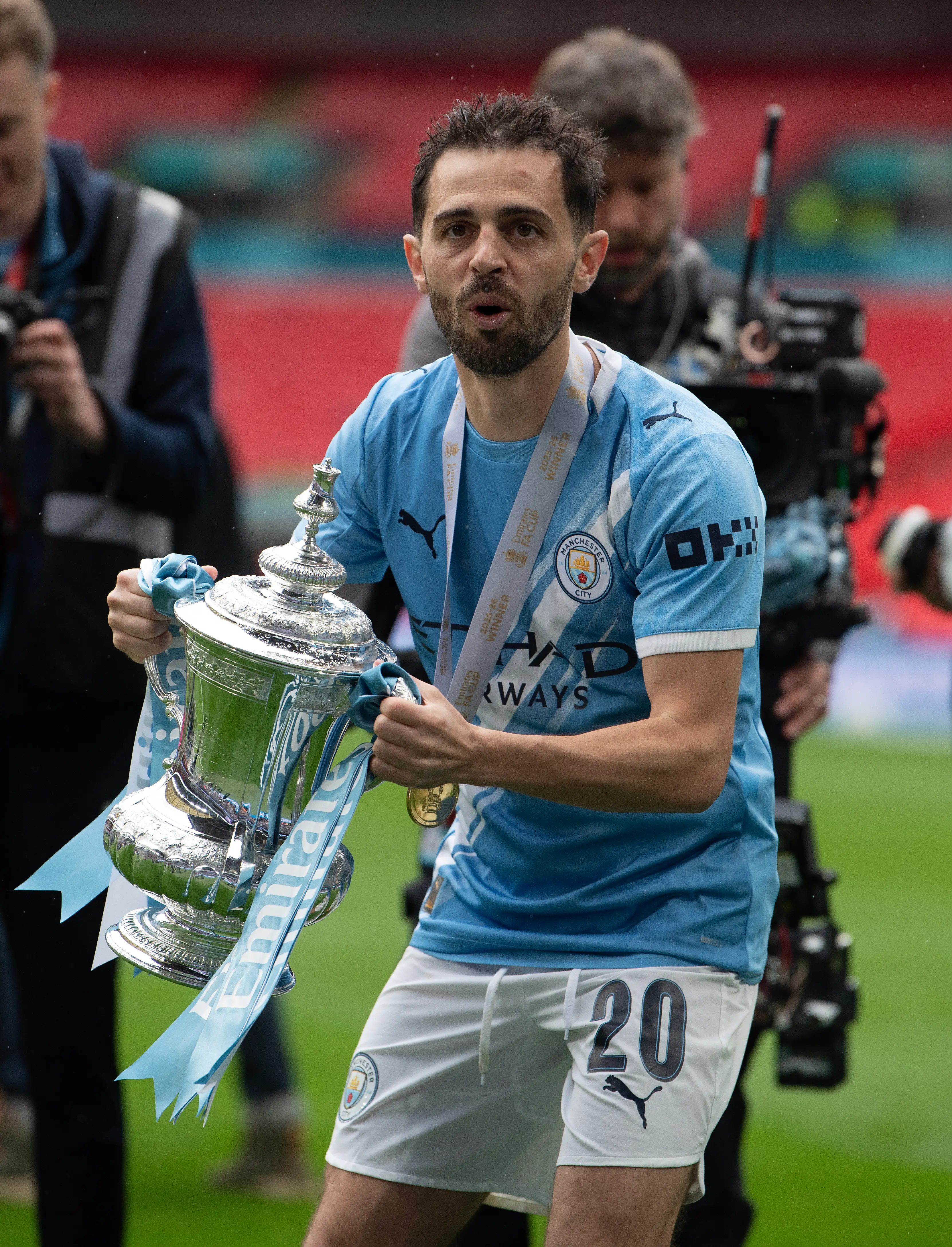 Bernardo Silva signs off with two trophies in his only season as captain. Image: Getty
