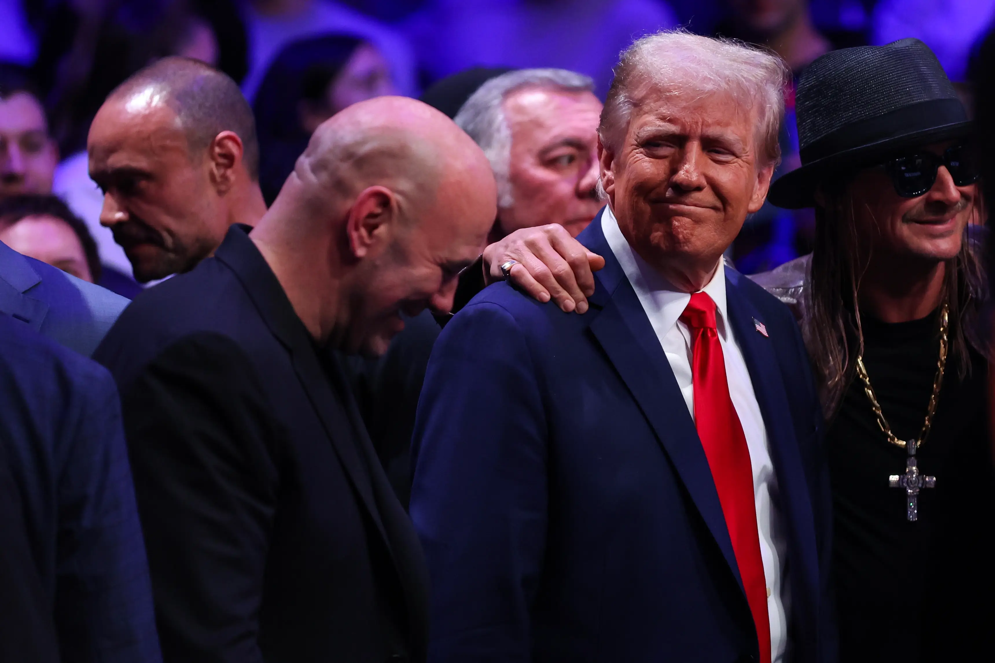 Joe Rogan and US President Donald Trump. (Image: Getty)