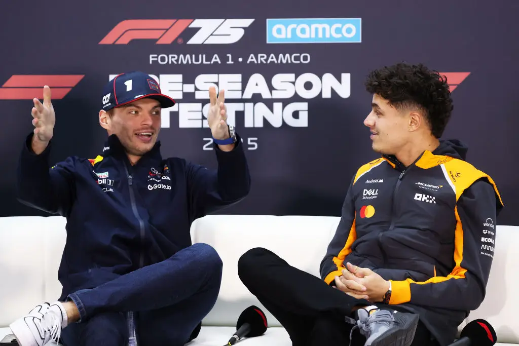 Max Verstappen and Lando Norris pictured during F1 pre-season testing (Image: Getty)