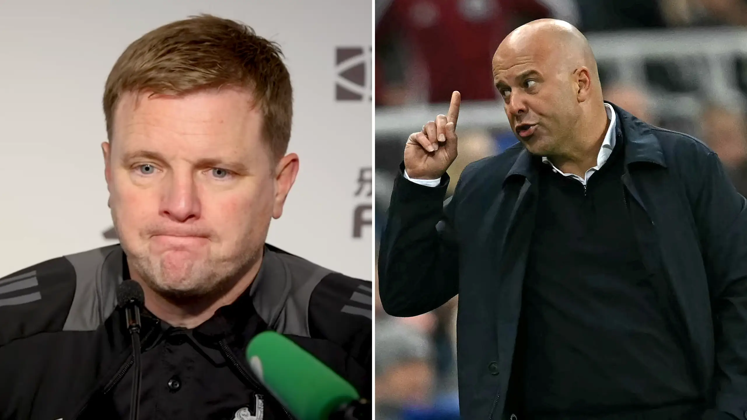Eddie Howe's instant reaction to Amazon Prime telling him Arne Slot 'stormed the referee's changing room' speaks volumes
