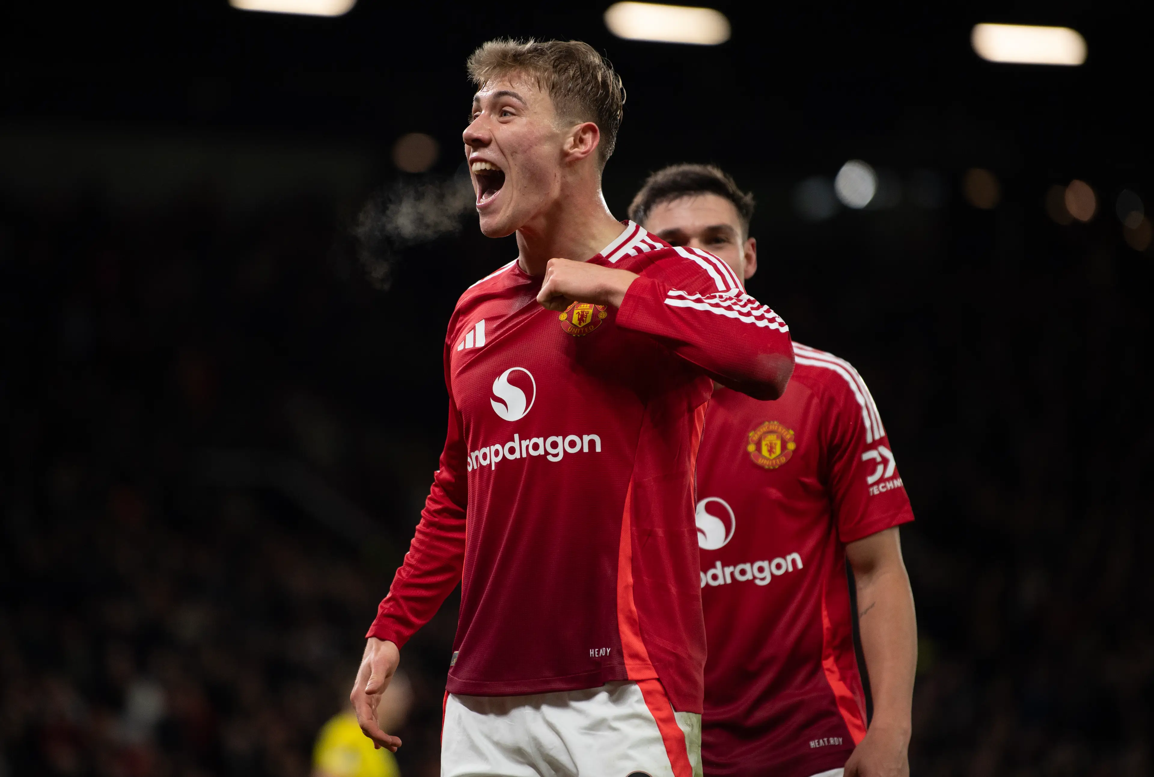 Rasmus Hojlund scored twice for Manchester United against Bodo/Glimt. Image: Getty