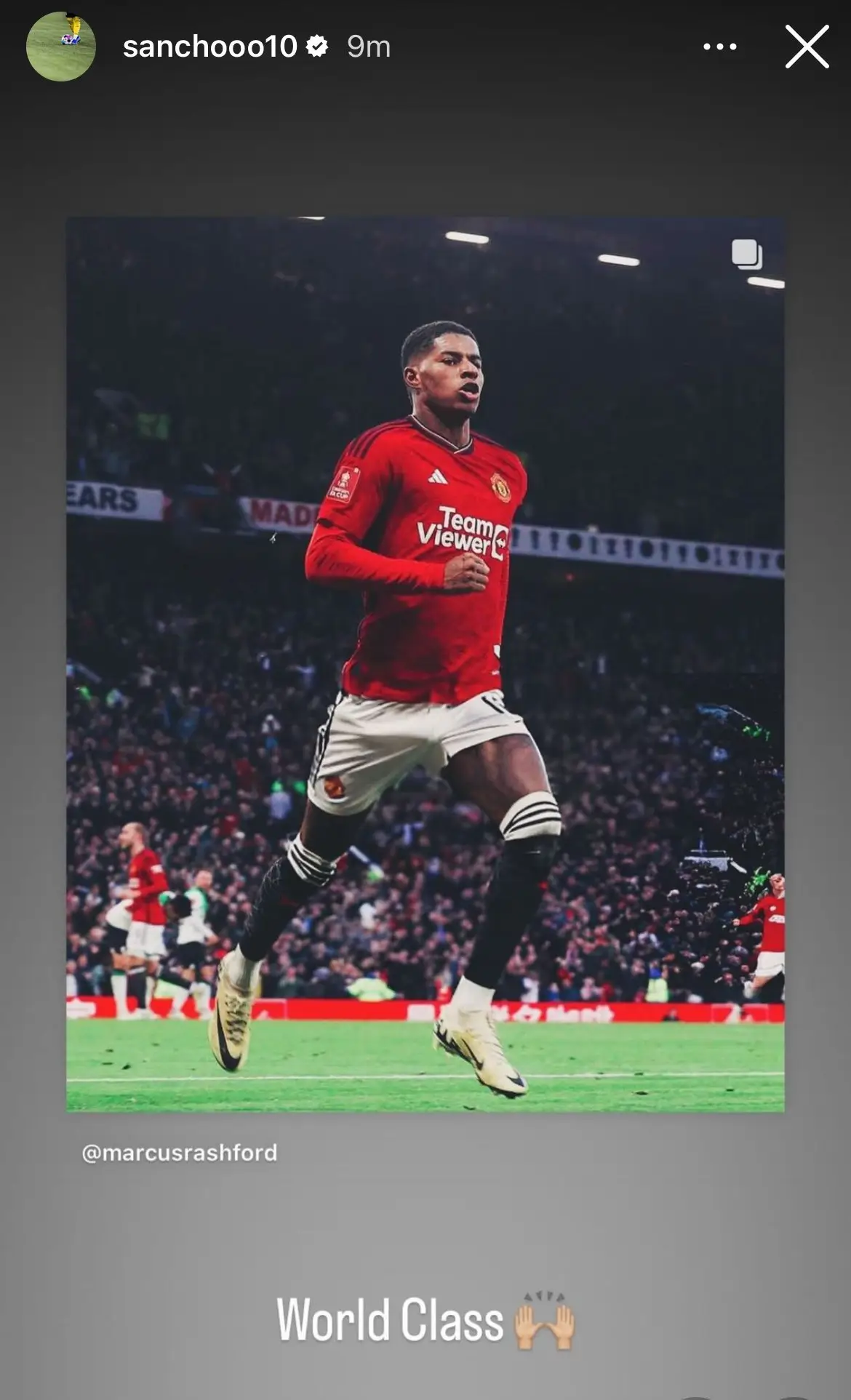 Sancho praised Rashford on Instagram (