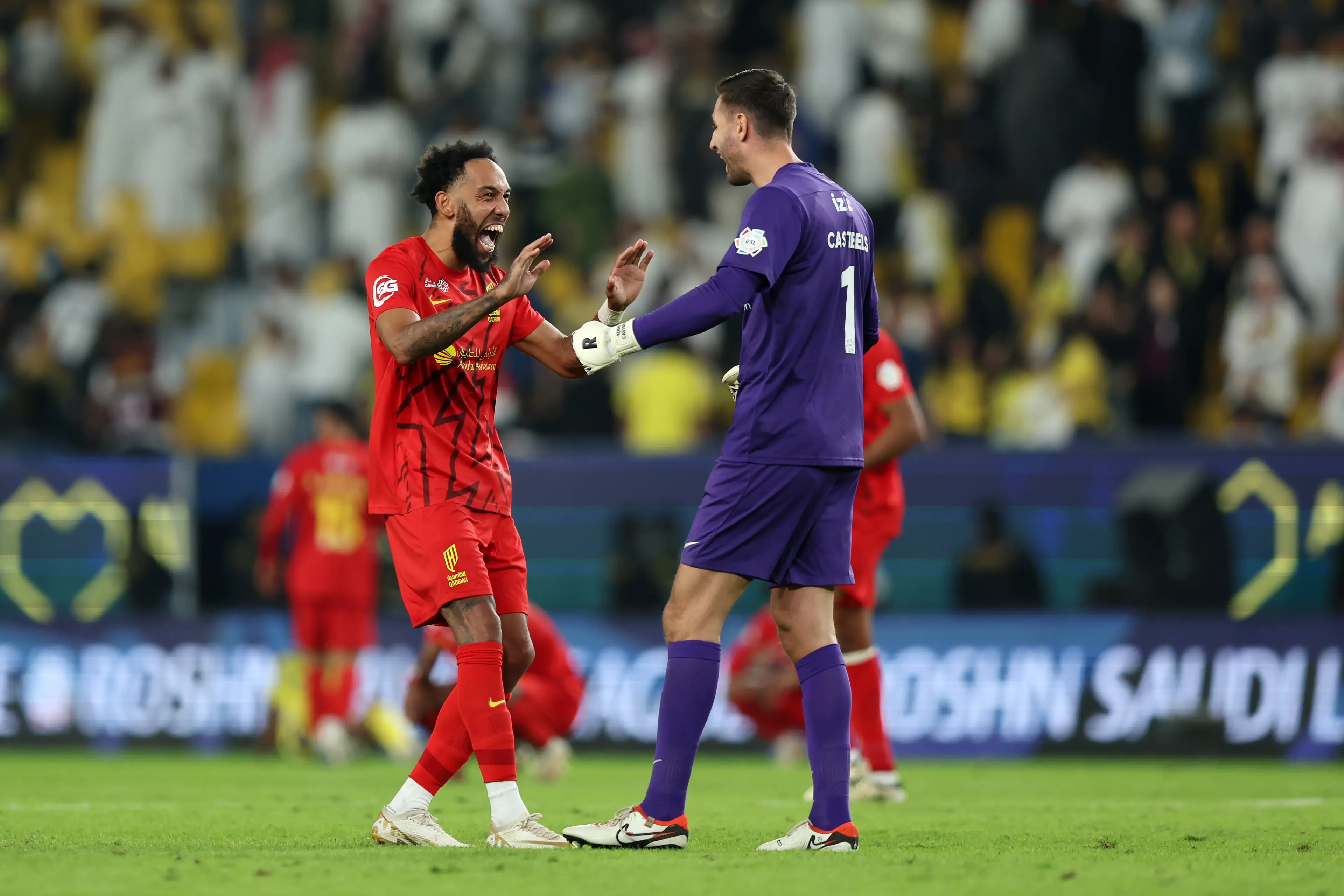 Aubameyang celebrating for Al Qadsiah- Getty