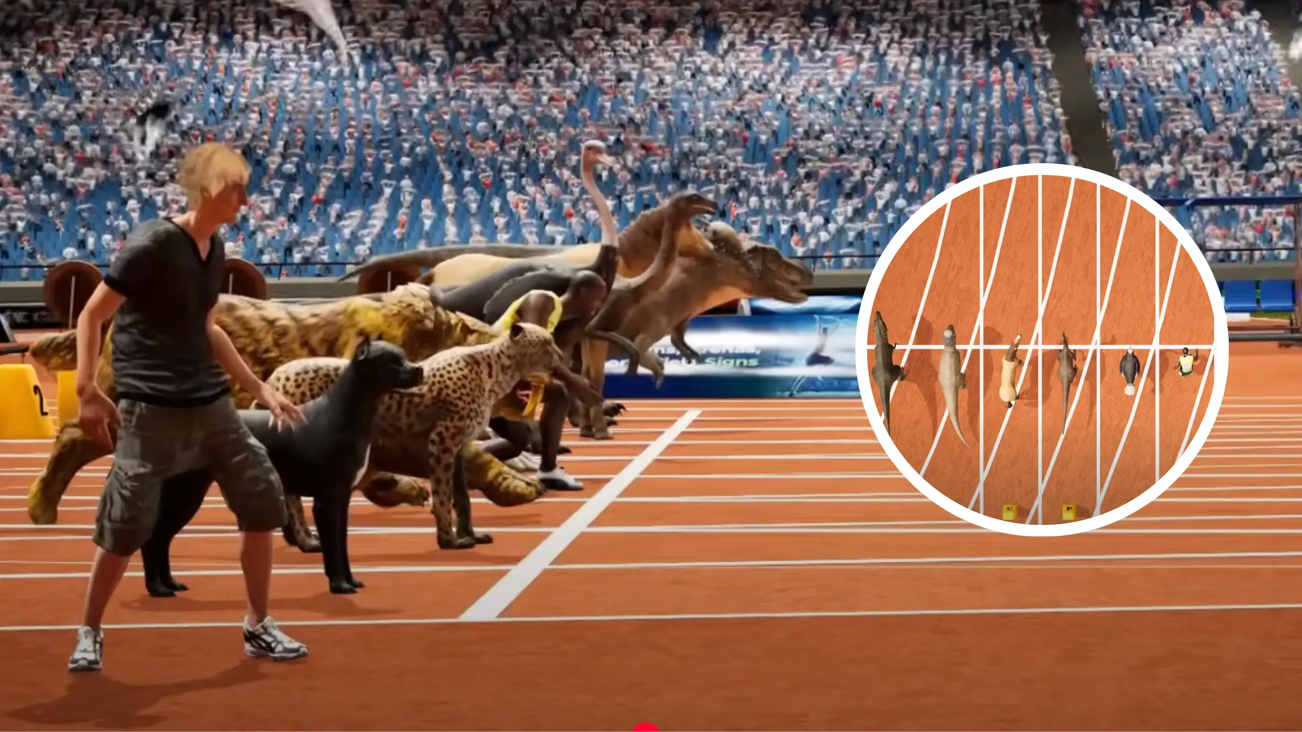 Incredible 3D simulation shows what would happen in a race between Usain Bolt, three dinosaurs and an ostrich