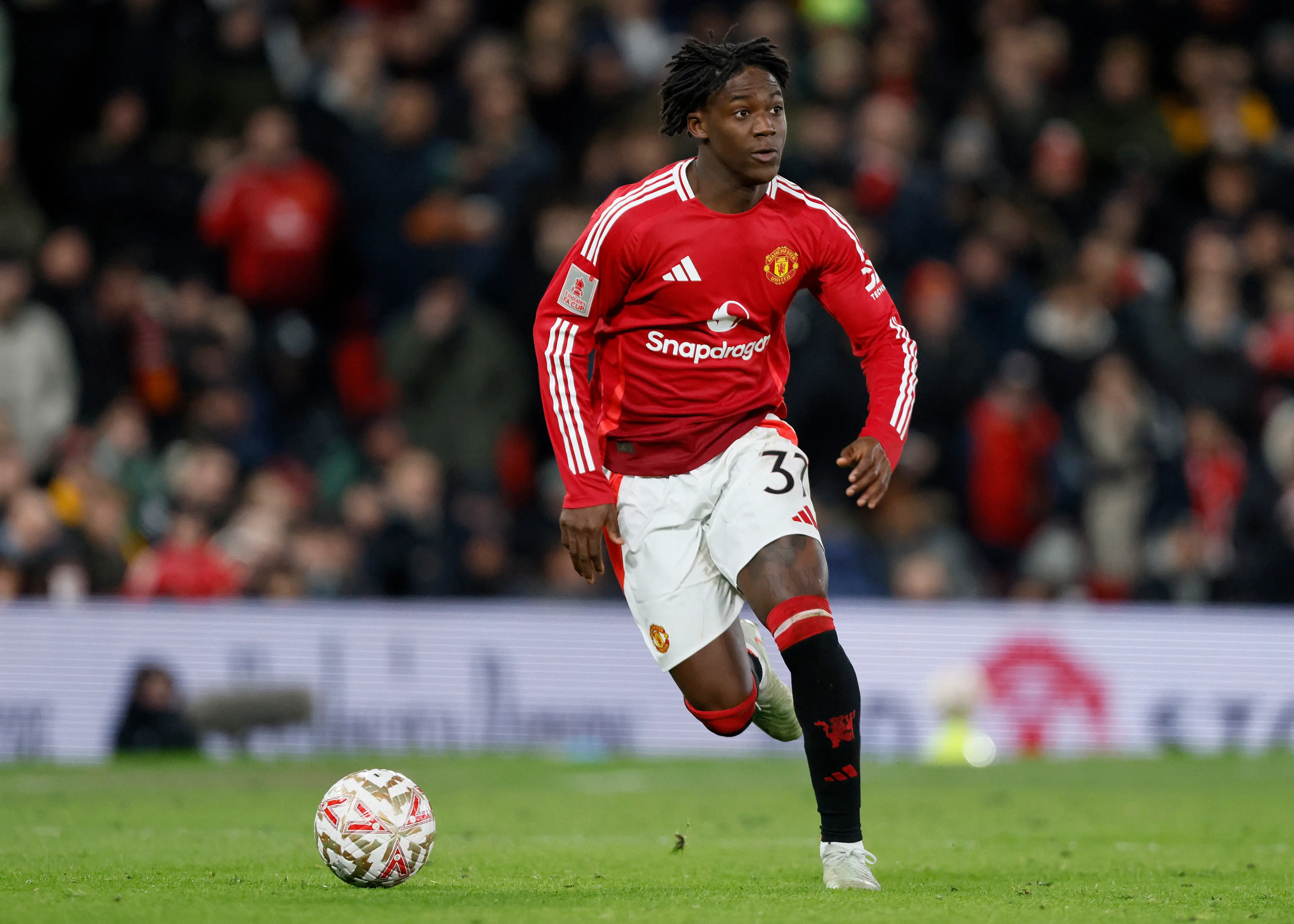Kobbie Mainoo in action for Manchester United. Image: Getty 