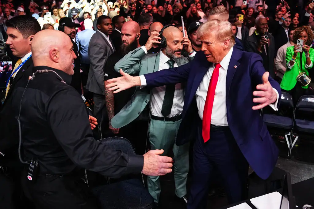 Joe Rogan hosted Donald Trump on the Joe Rogan Experience in October. (Image: Getty)