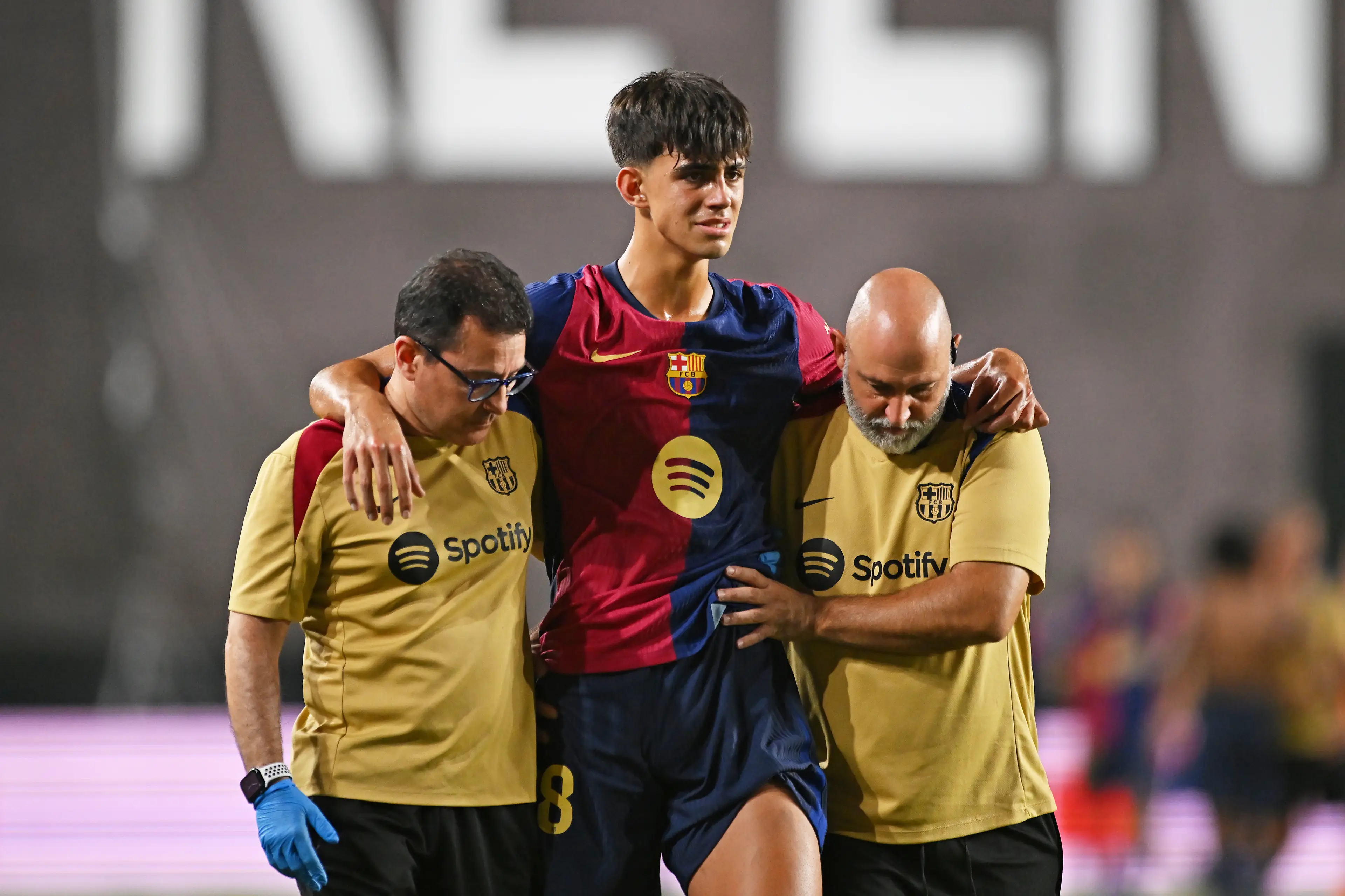 Bernal is helped from the pitch after getting injured (Image: Getty)