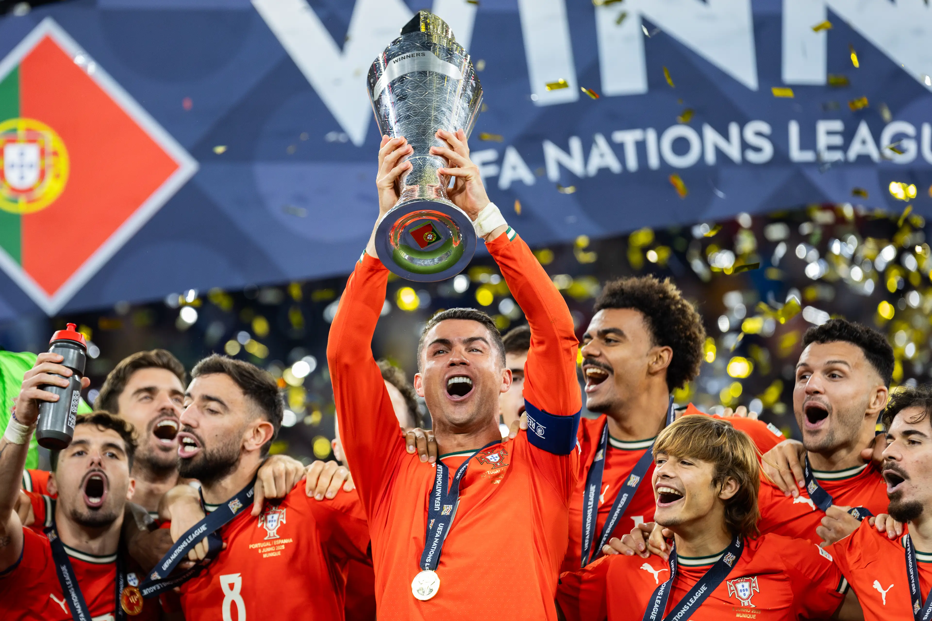 Cristiano Ronaldo won the Nations League to make it 44 trophies. Image: Getty