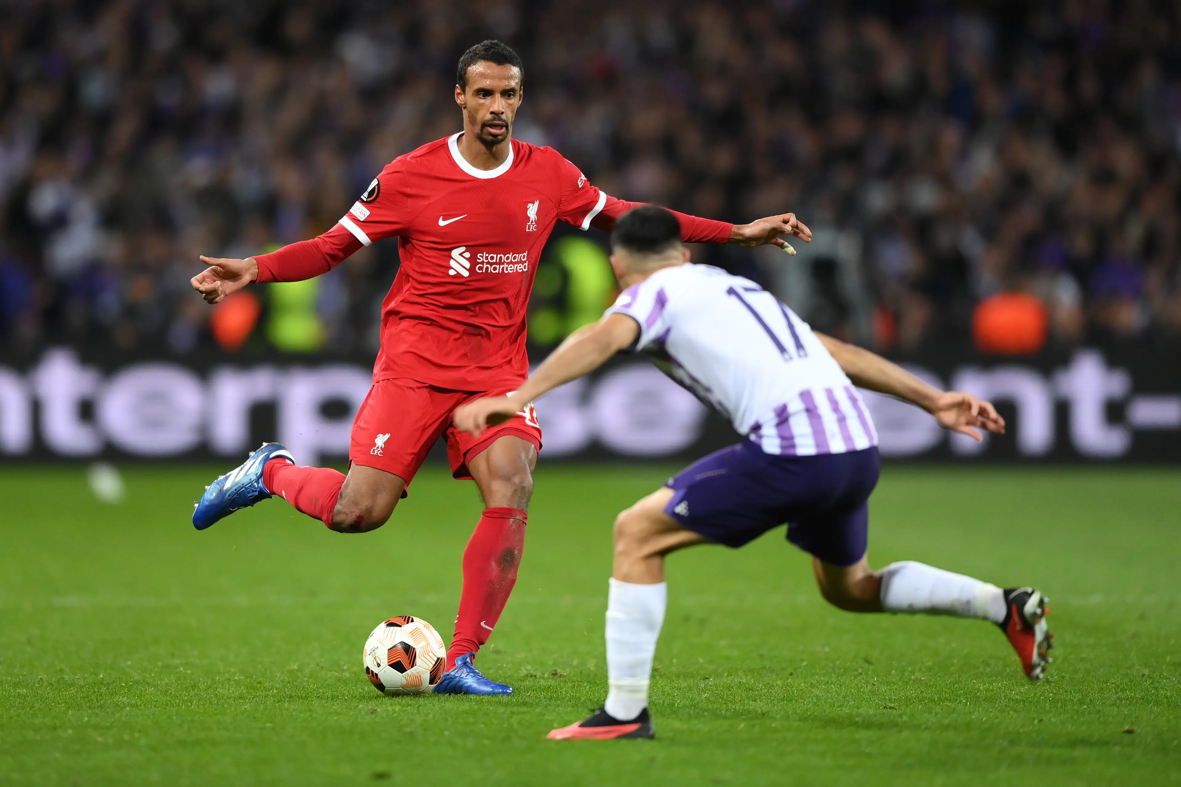 Joel Matip in action for Liverpool in the Europa League. Image: Getty