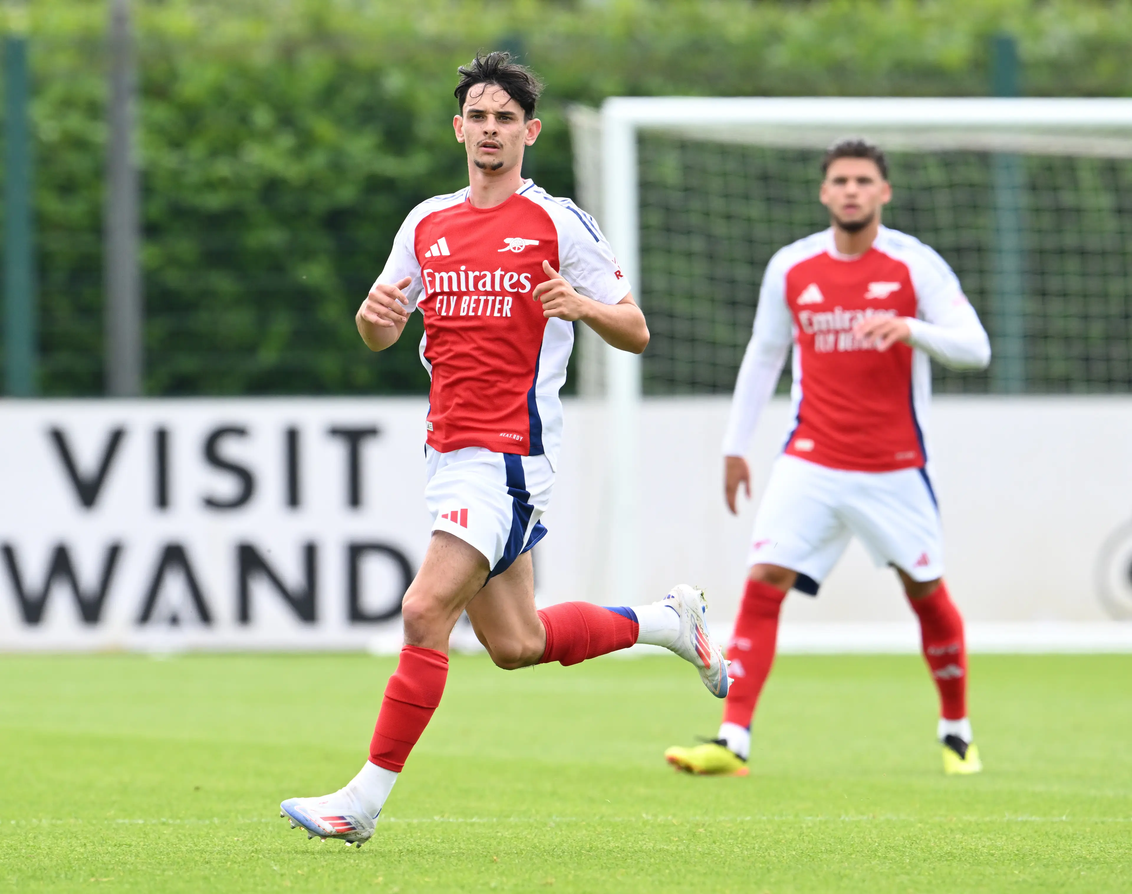 Charlie Patino during a pre-season friendly between Arsenal XI and Leyton Orient XI in 2024. Image credit: Getty