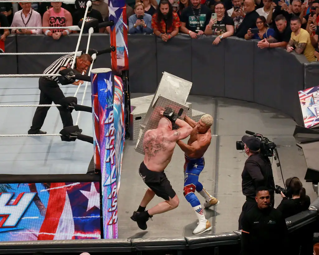 Lesnar's last WWE appearances was at SummerSlam in 2023. (Image: Getty)