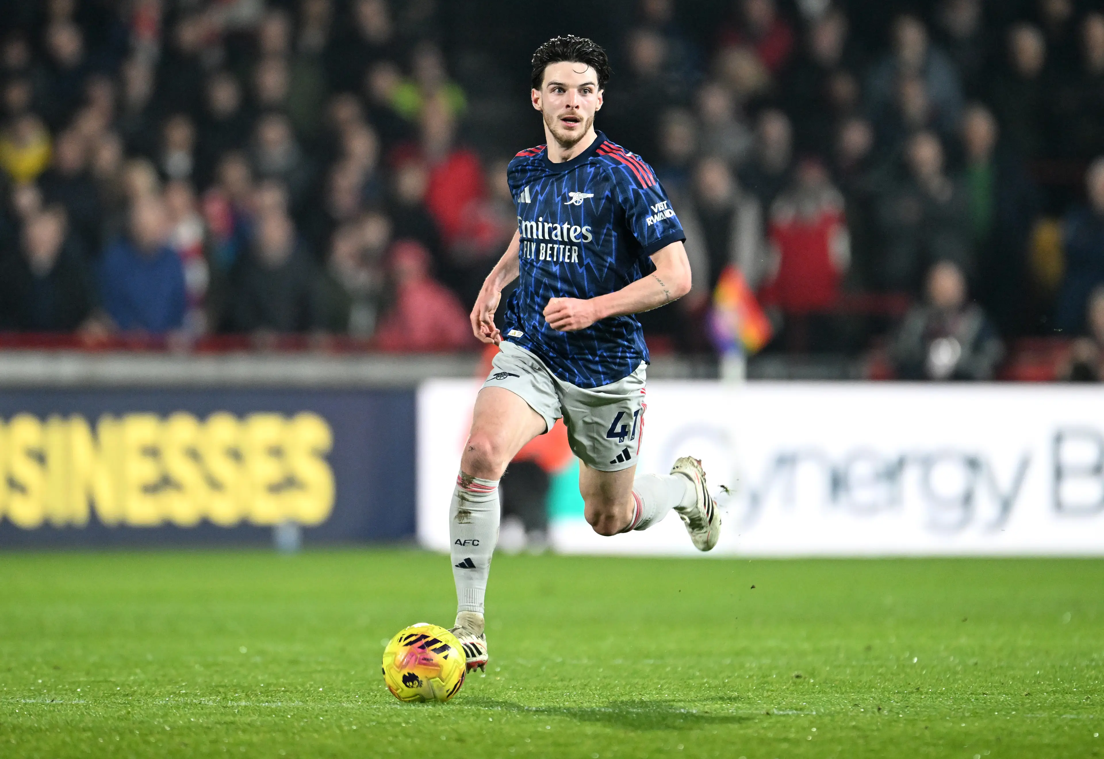 Declan Rice in action for Arsenal. Image: Getty
