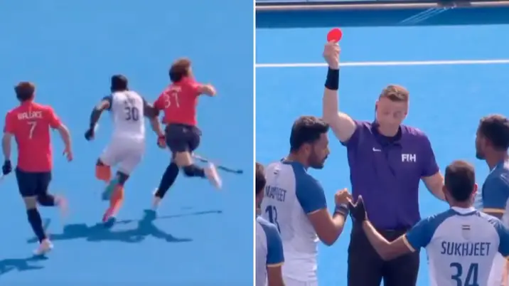 Olympic star receives 'exceptionally rare' red card after hitting opponent in the head