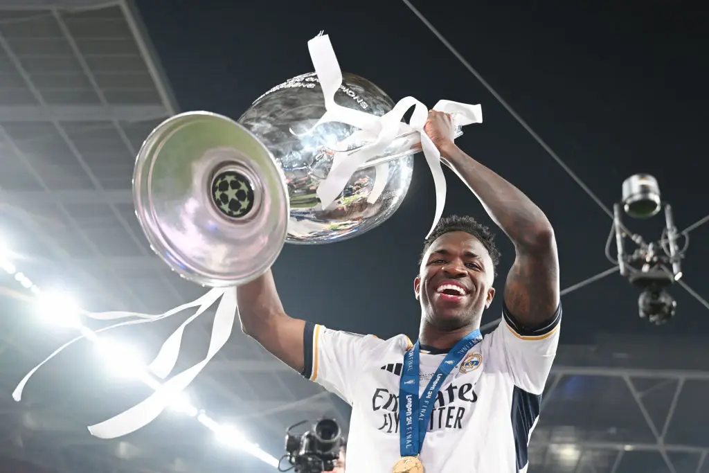 Vinicius Junior won the 2023/24 Champions League with Real Madrid. (Image: Getty)