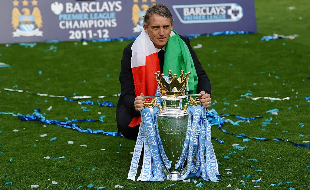 Roberto Mancini won the Premier League with Man City in 2012 (Credit:Getty)