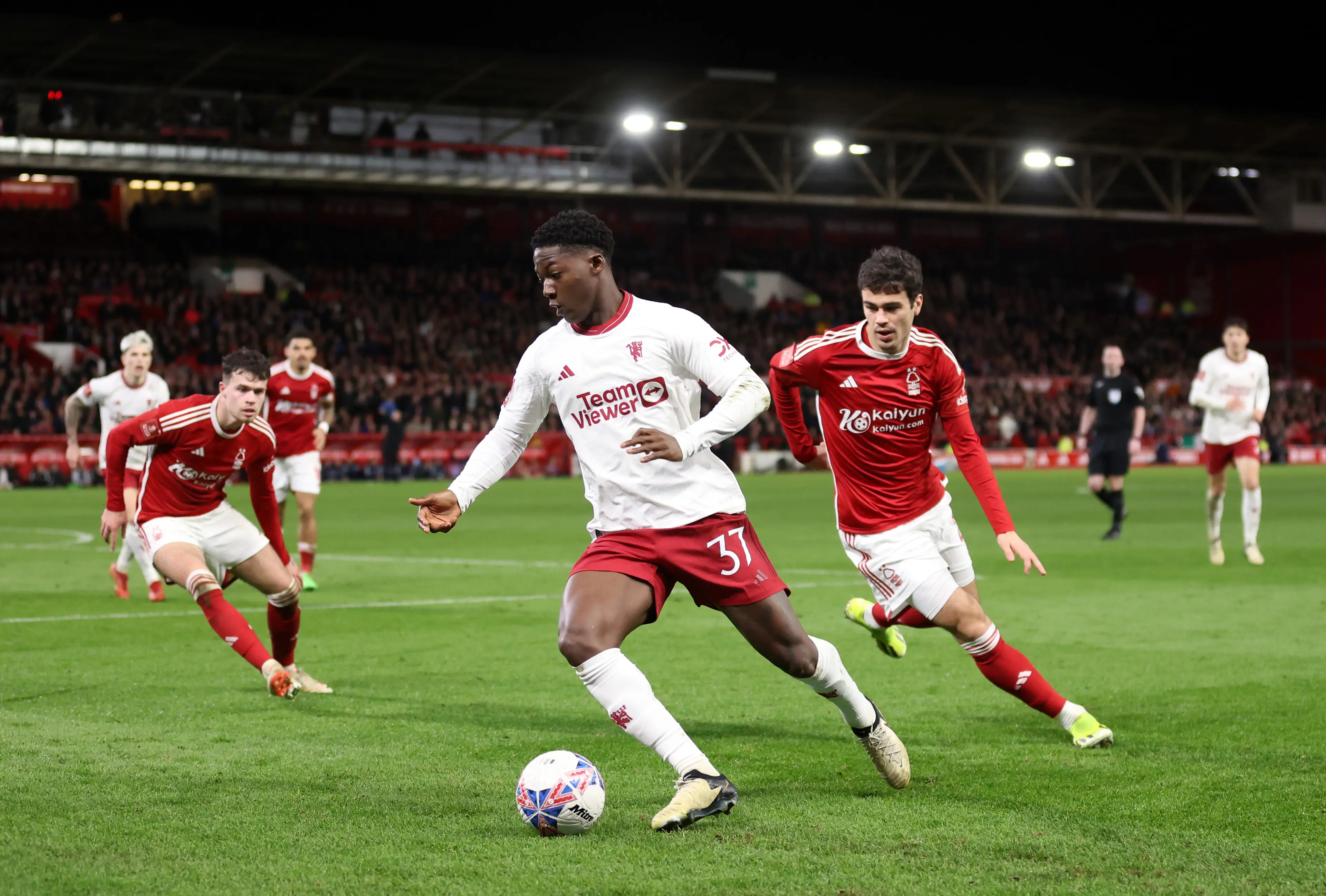 Kobbie Mainoo in action against Nottingham Forest in the FA Cup. Image: Getty 