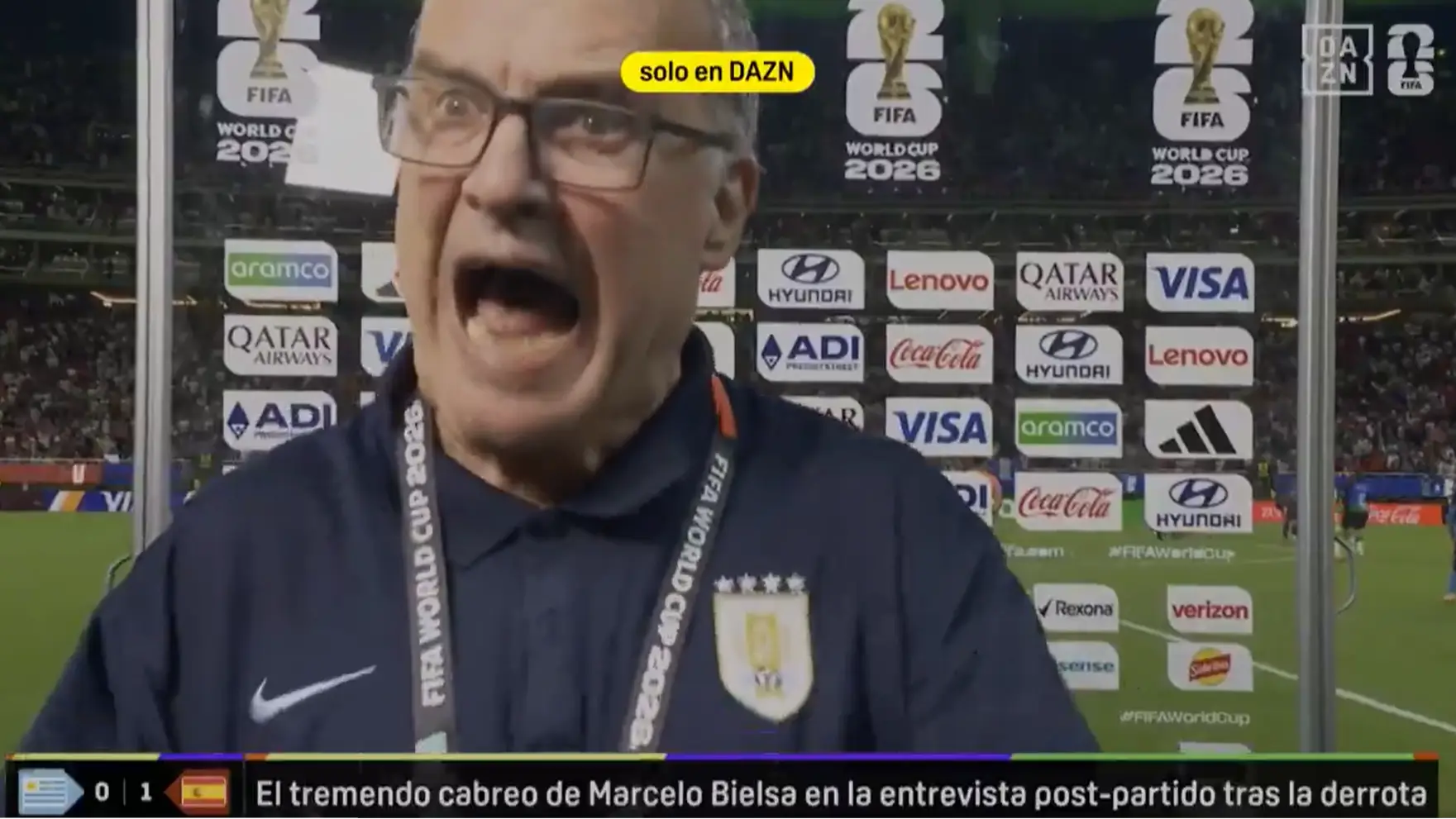 Screenshot from DAZN Espana of Marcelo Bielsa post-match interview