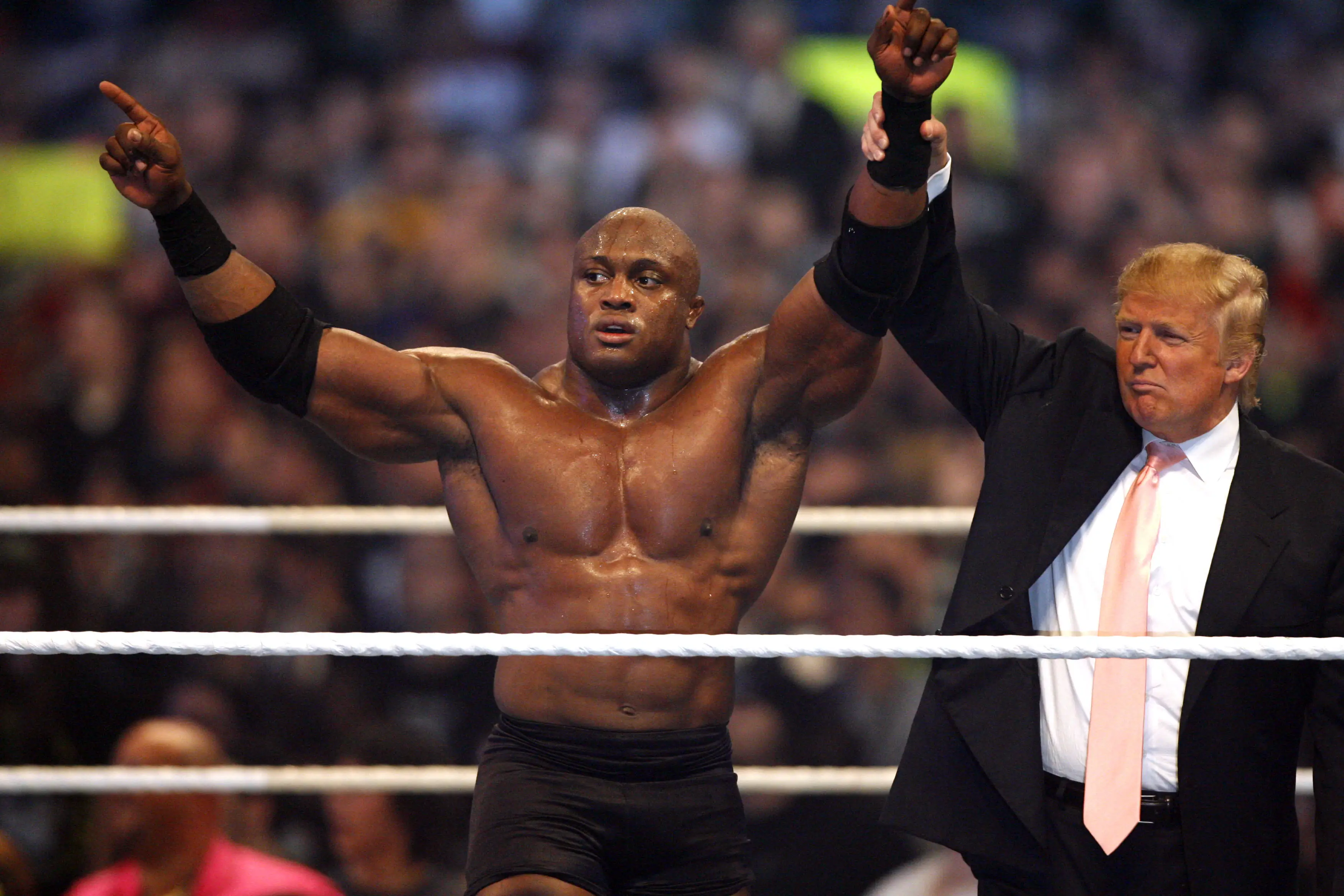 Donald Trump had Bobby Lashley represent him at WrestleMania 23. Image: Getty