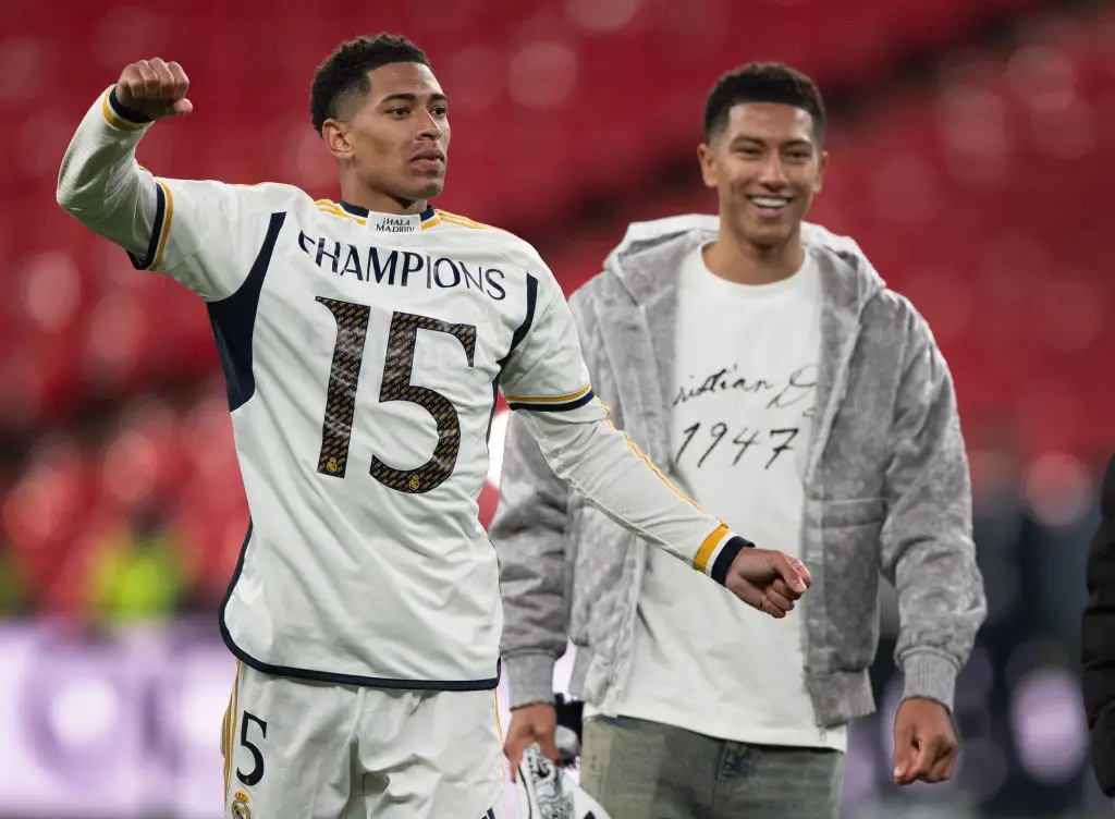 Jobe Bellingham celebrated with Jude following Real Madrid's win in the Champions League 2023/24 final. (Image: Getty)
