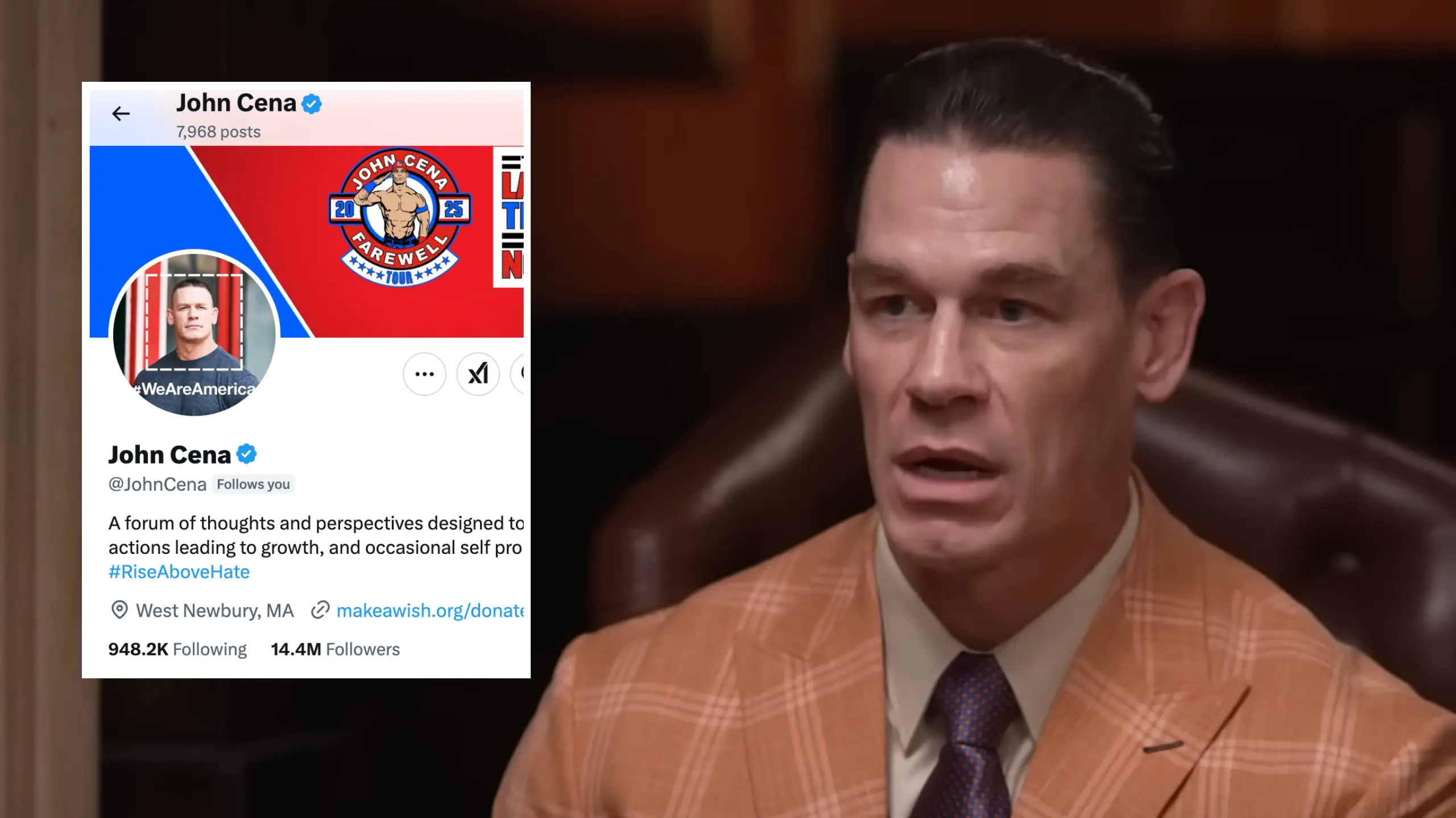 John Cena has explained why he follows over 900,000 random people on X