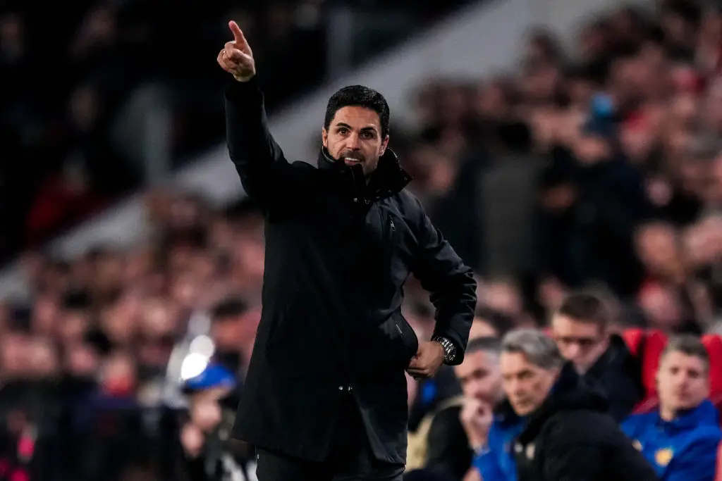 Arsenal manager Mikel Arteta watches on during his side's 7-1 win over PSV Eindhoven (Image: Getty)