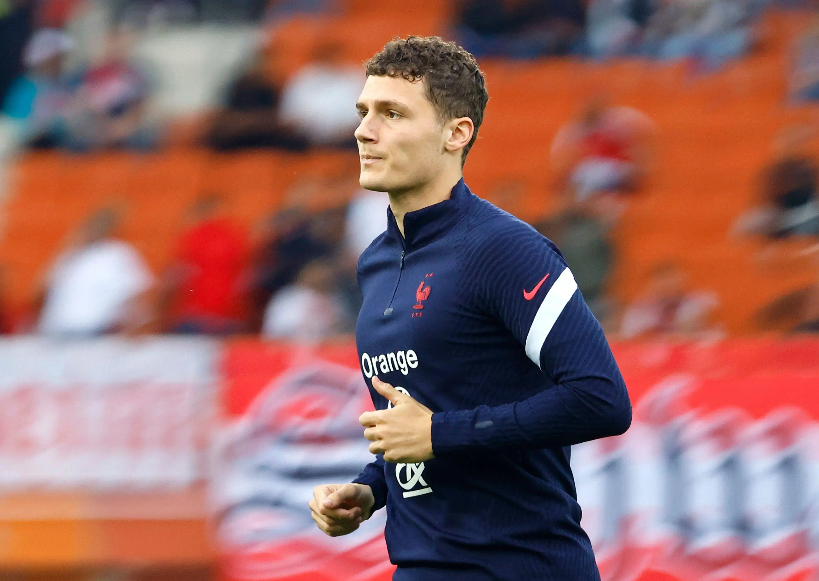 France's Benjamin Pavard during the warm up before the match. (Alamy)