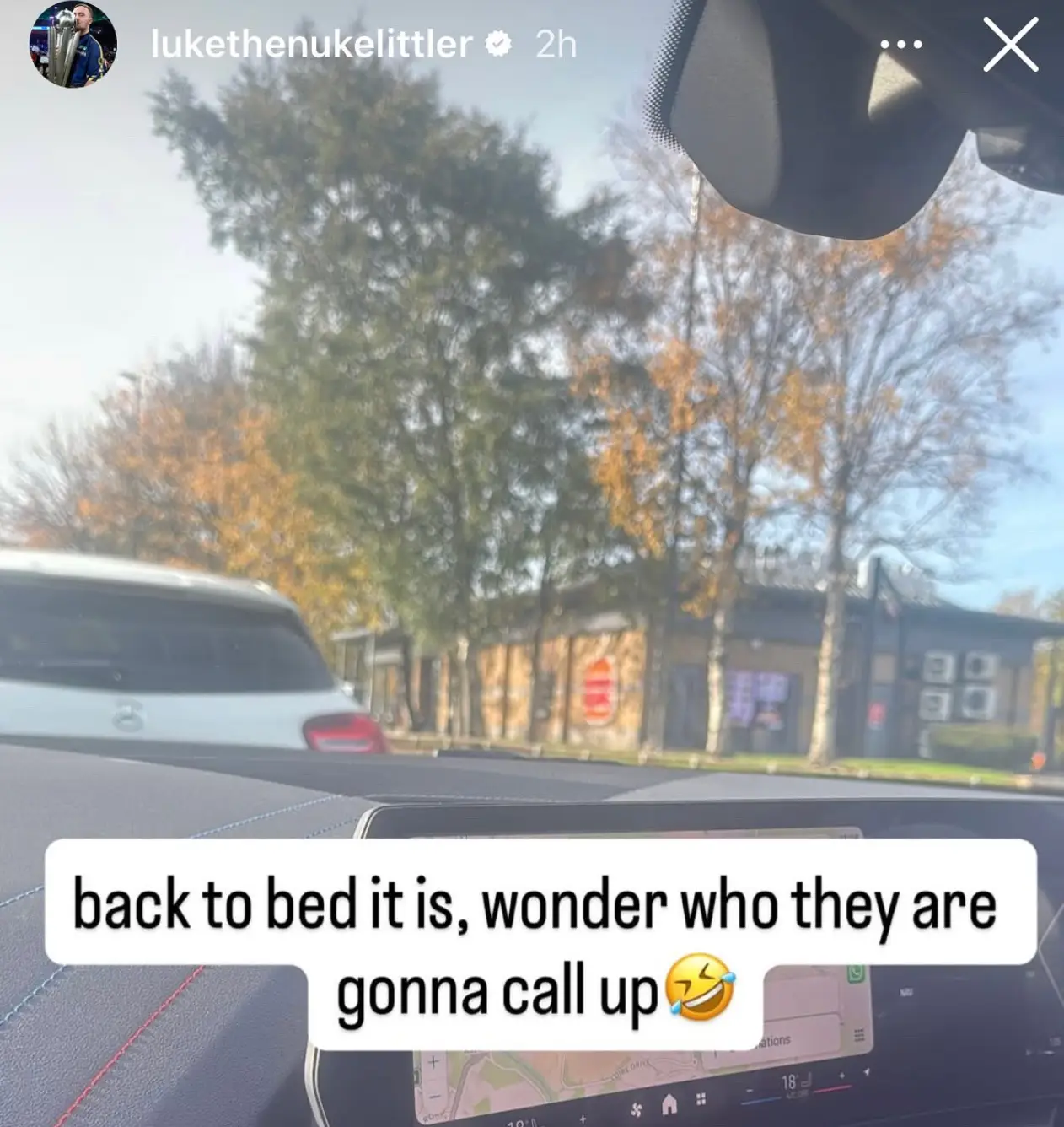 Littler's immediate reaction to missing the PC33 event (Image: Instagram/@lukethenukelittler)