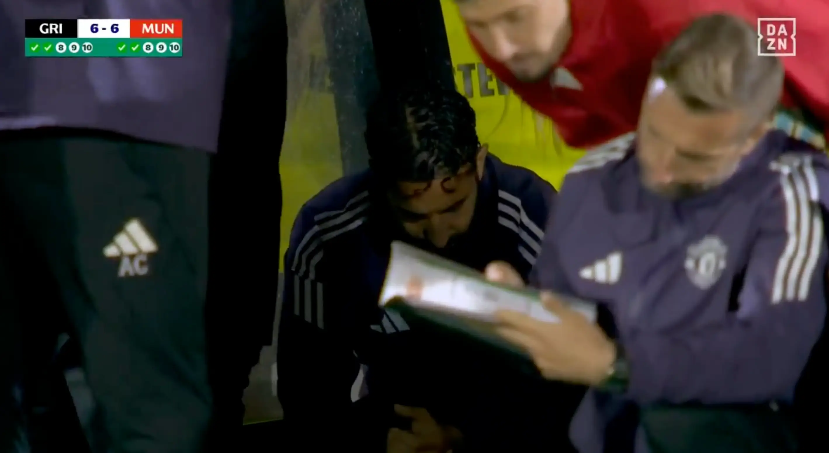 Ruben Amorim could not watch Man United's penalty shoot-out. Image: DAZN