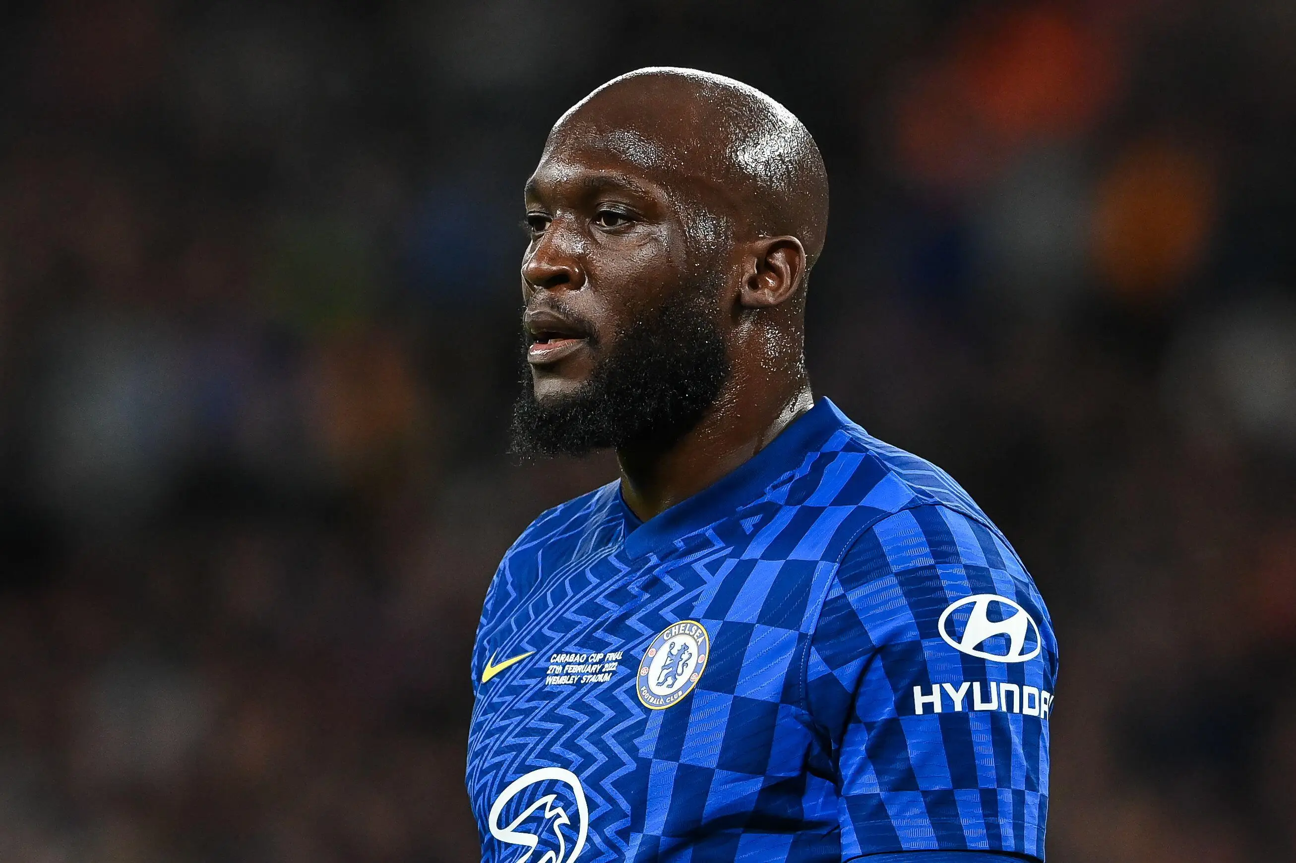 Romelu Lukaku for Chelsea in the Carabao Cup Final against Liverpool. (Alamy)