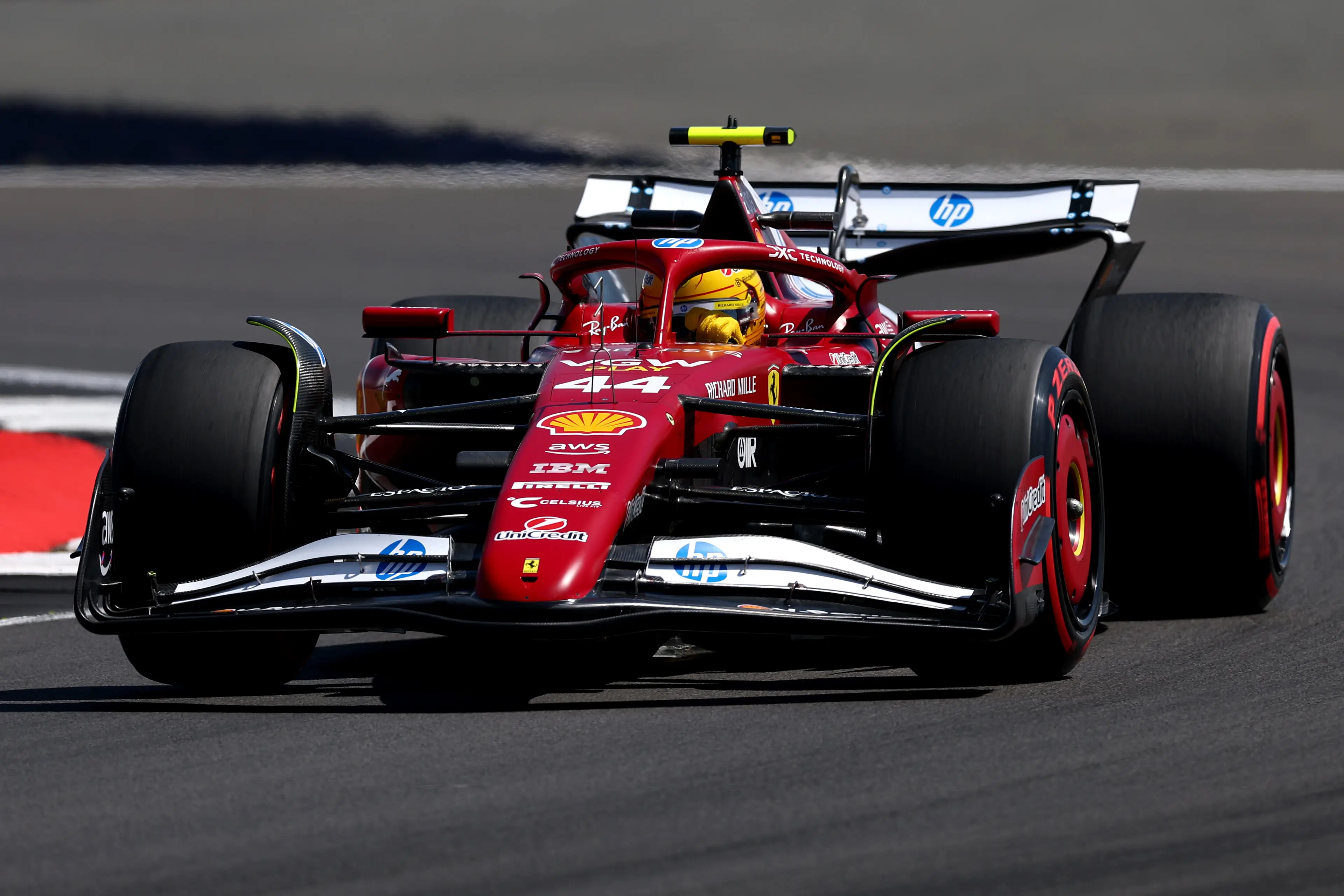 Lewis Hamilton driving for Ferrari. (Image: Getty)