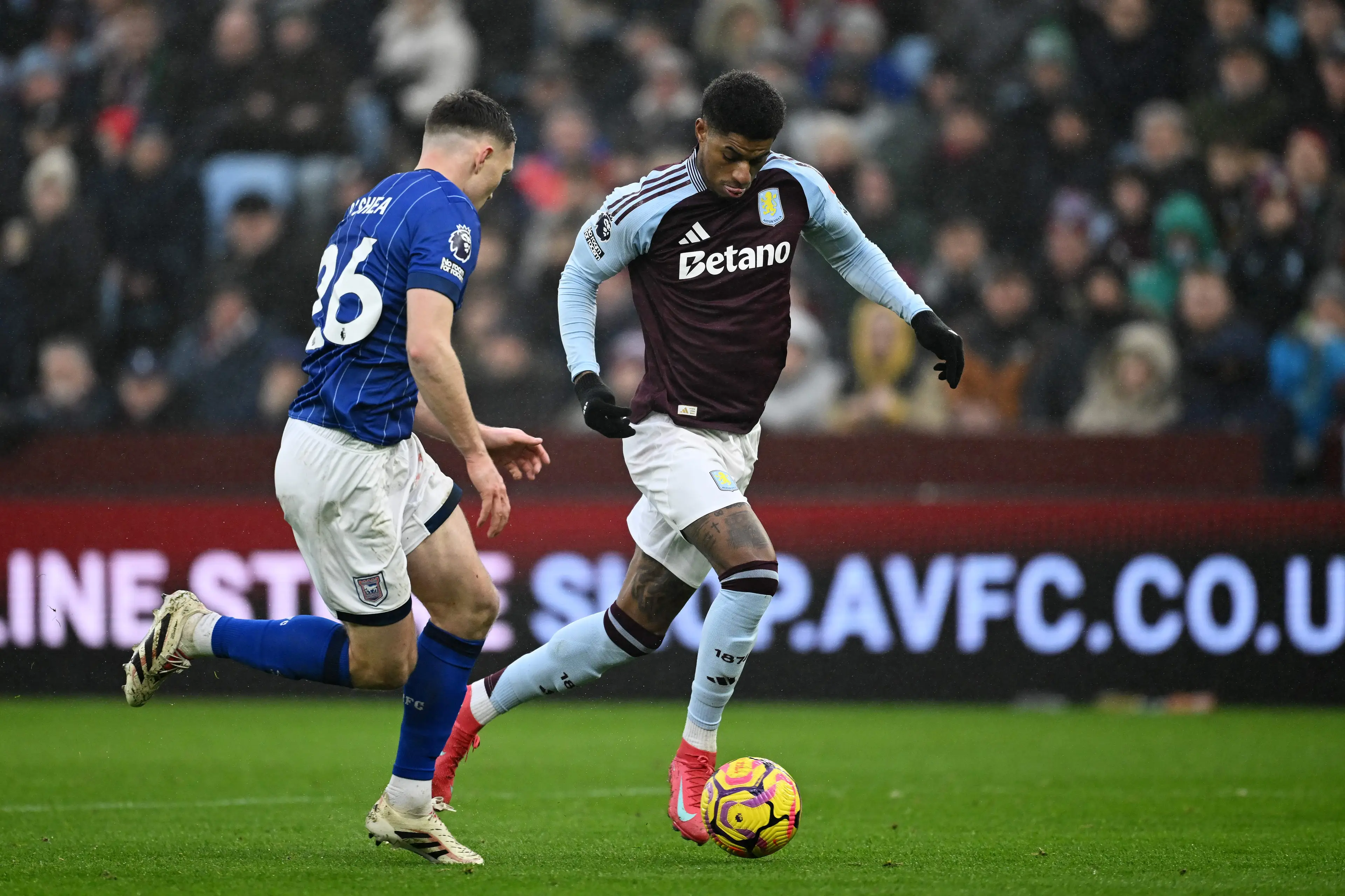 Marcus Rashford has made his Premier League debut for Aston Villa. Image: Getty