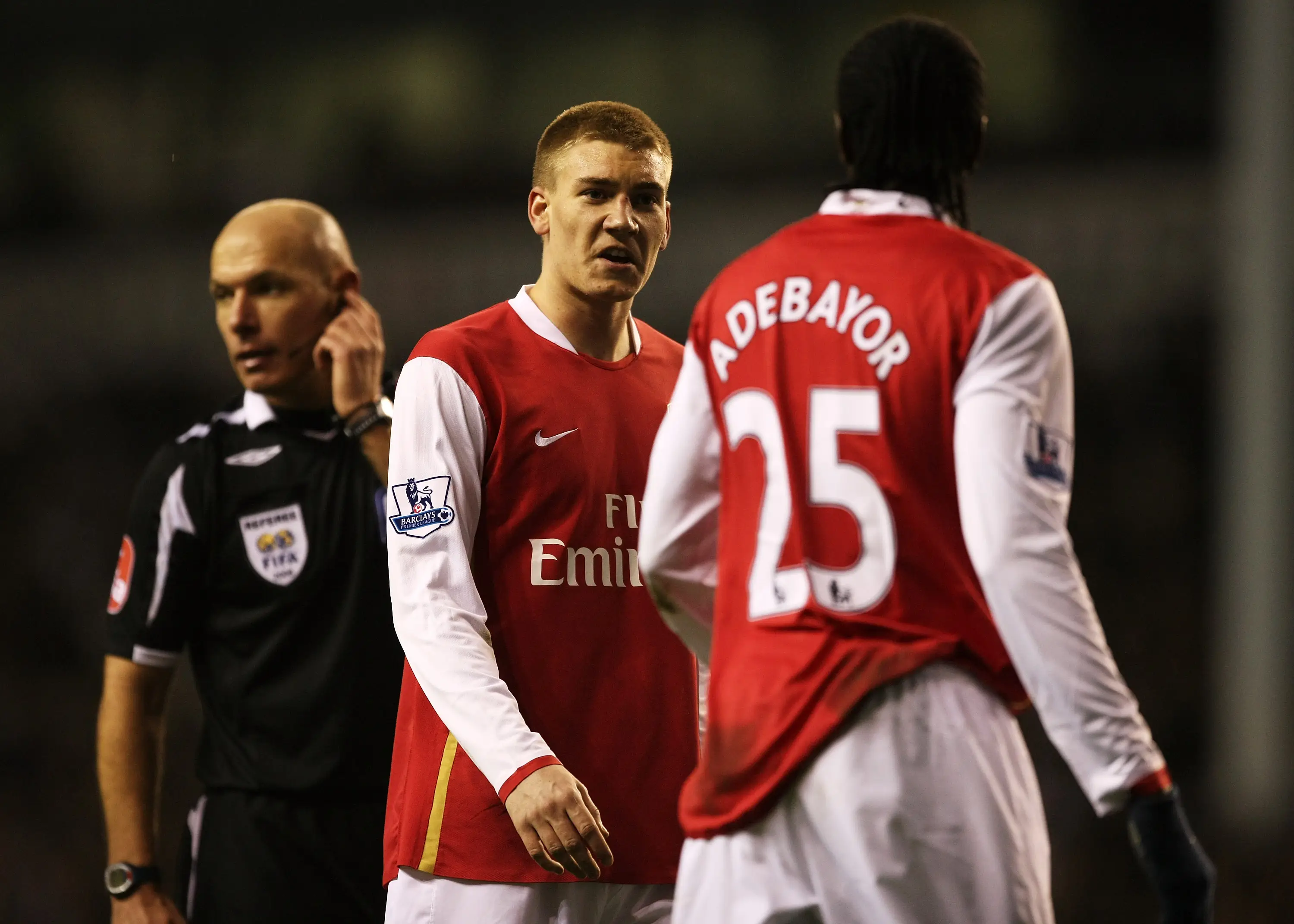 Emmanuel Adebayor and Nicklas Bendtner clashed in 2008. Image: Getty