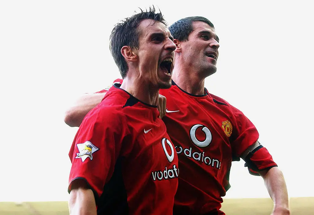 Gary Neville and Roy Keane at Manchester United (Credit:Getty)