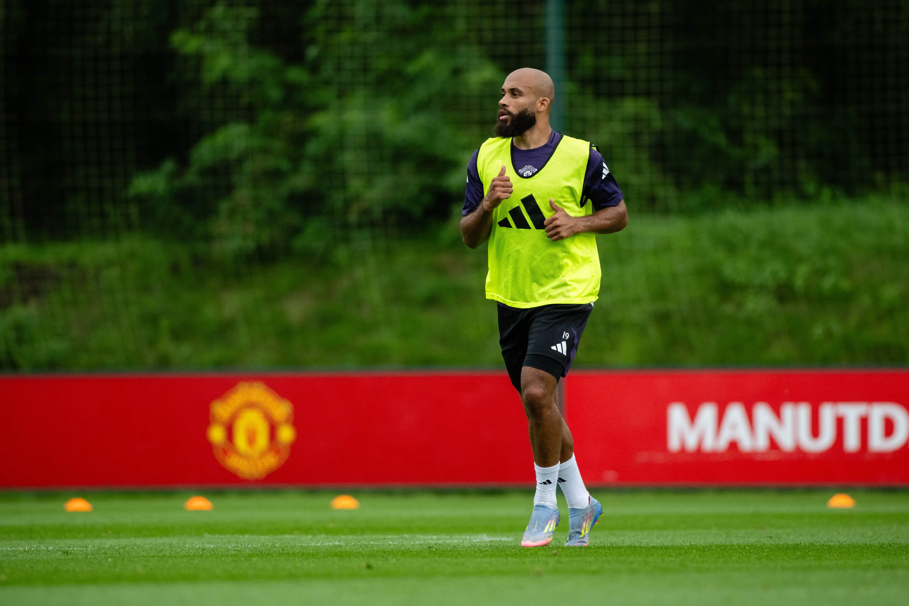 Bryan Mbeumo in Manchester United training. Image: Getty
