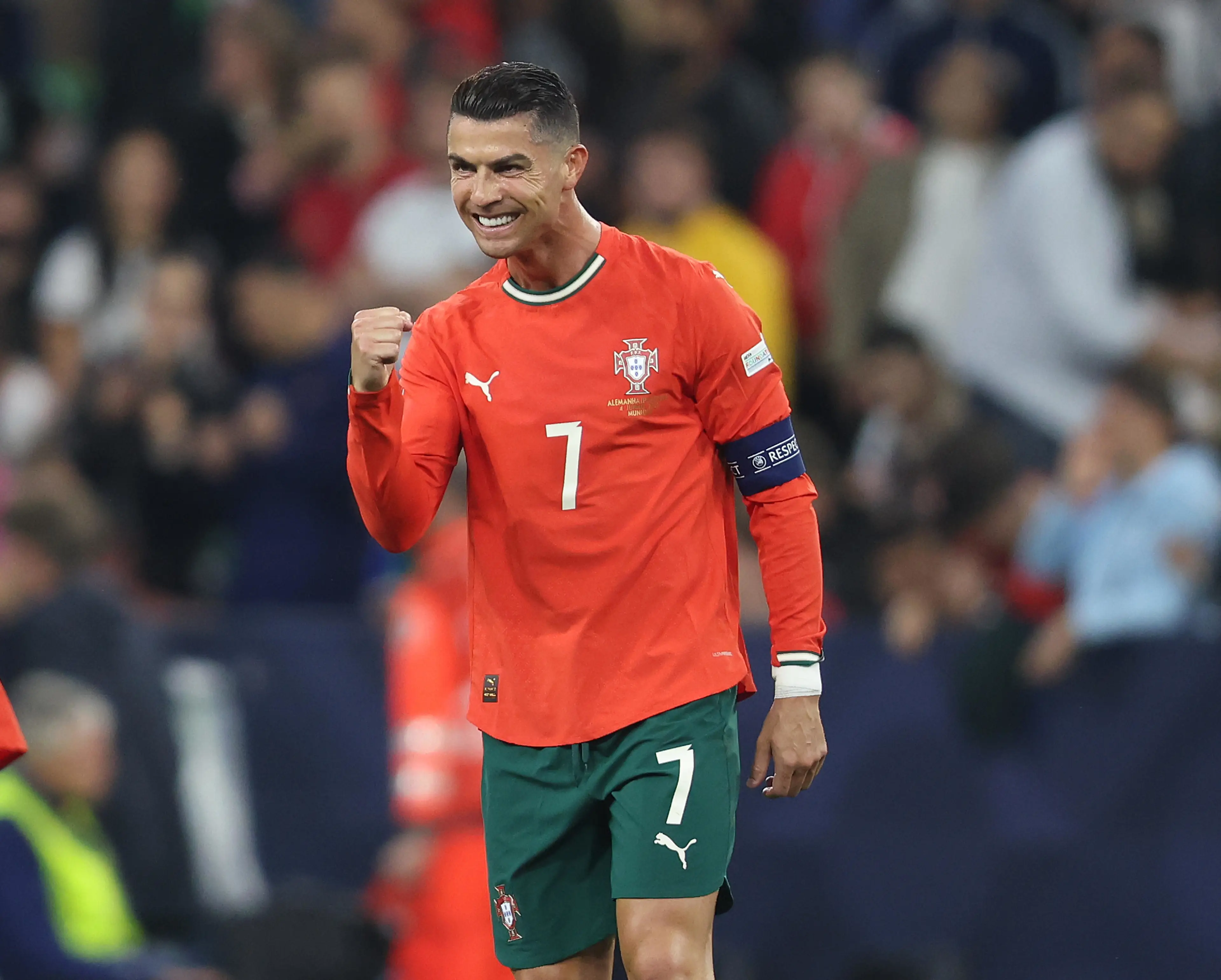 Cristiano Ronaldo celebrates scoring for Portugal against Germany in the Nations League. Image: Getty