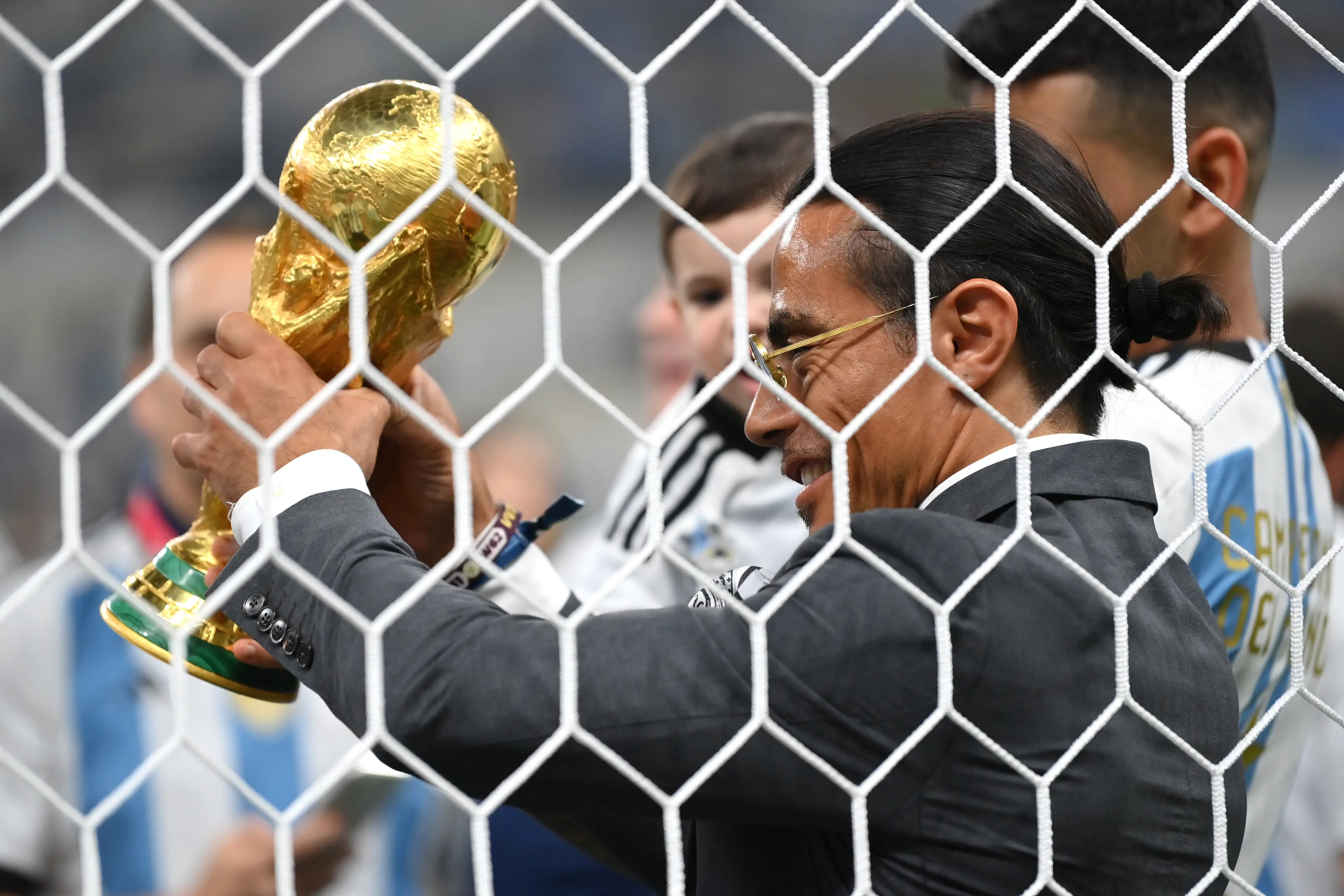 Salt Bae posted a number of pictures of him with the World Cup after gatecrashing the celebrations. Image: Getty