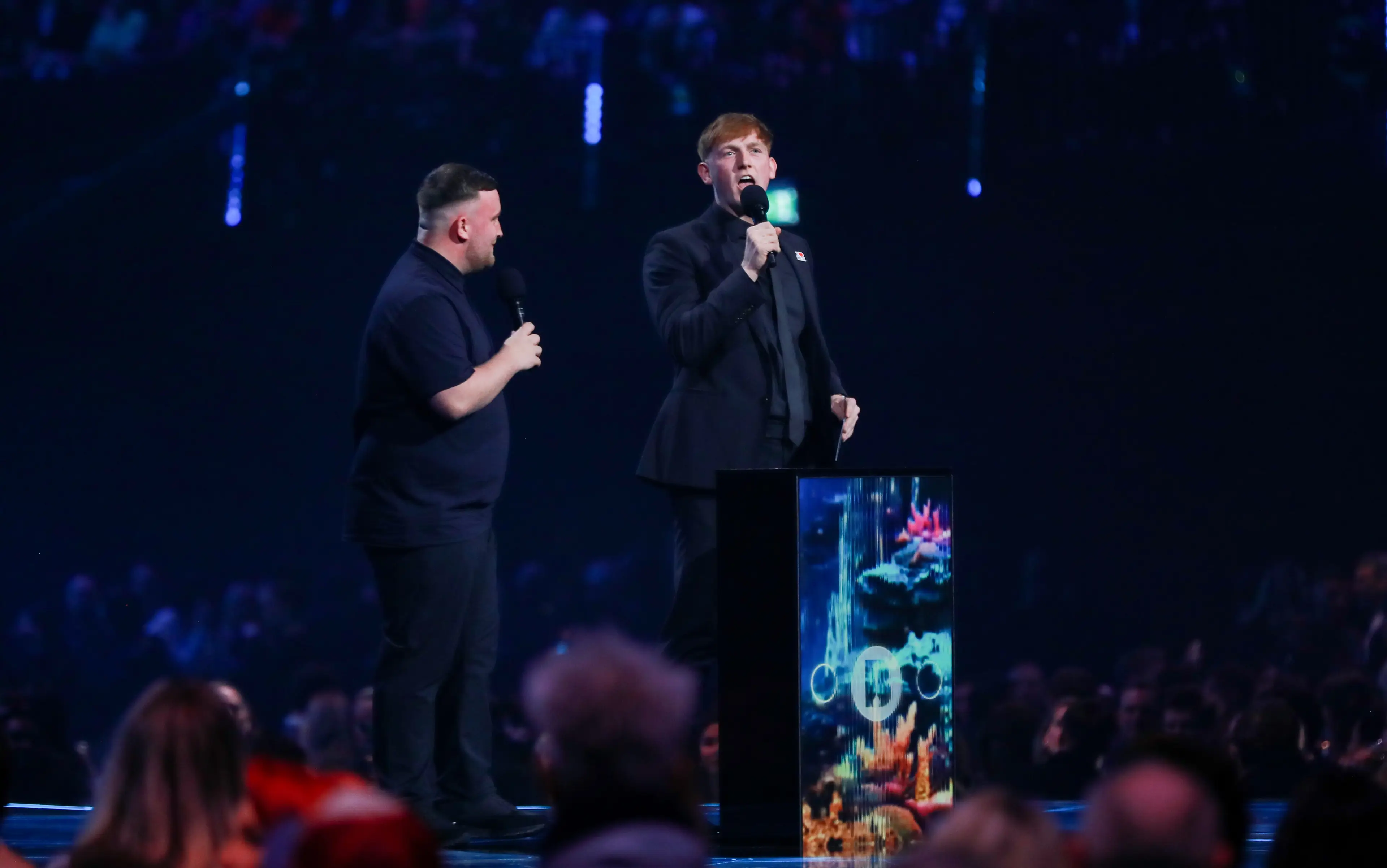 Luke Littler and Angry Ginge presented an award at The Brits. Image credit: Getty