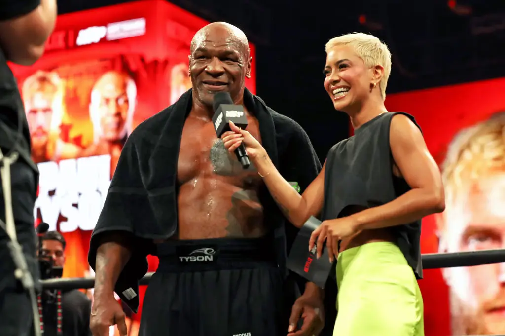 Mike Tyson pictured at an open workout session before his fight against Jake Paul (Image: Getty)