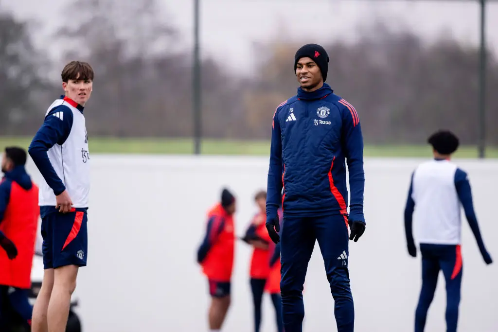 Marcus Rashford pictured in Man Utd training (Image: Getty)