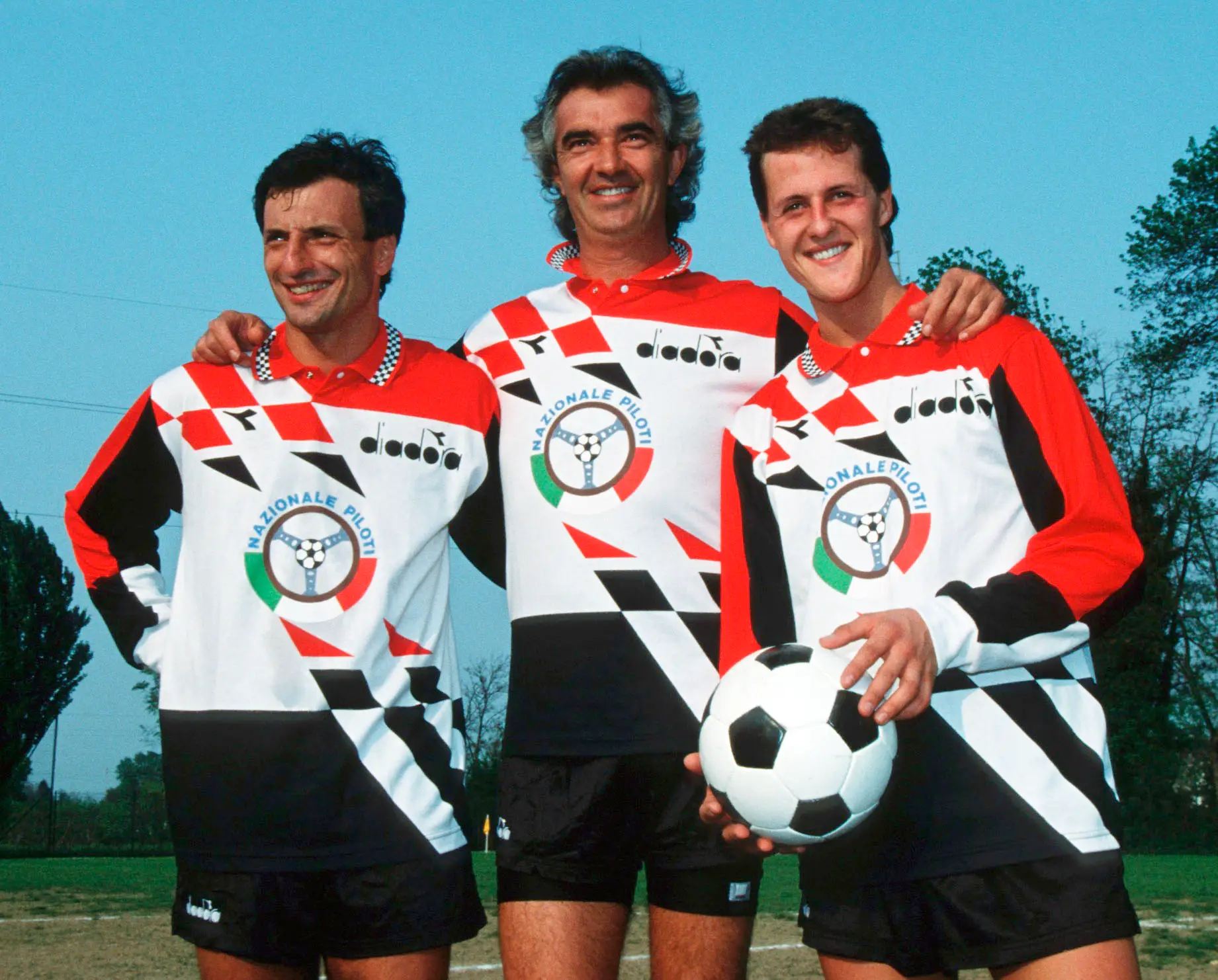 Riccardo Patrese (L) with Michael Schumacher (R) back in 1993. Image: Getty