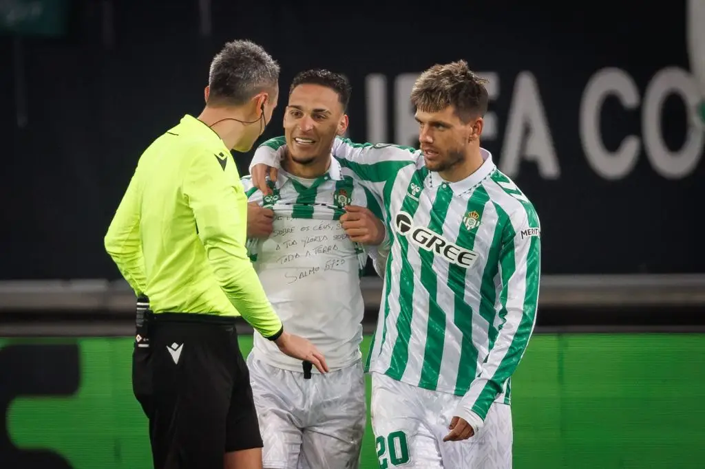 Antony displayed a message after he scored against Gent (Credit:Getty)