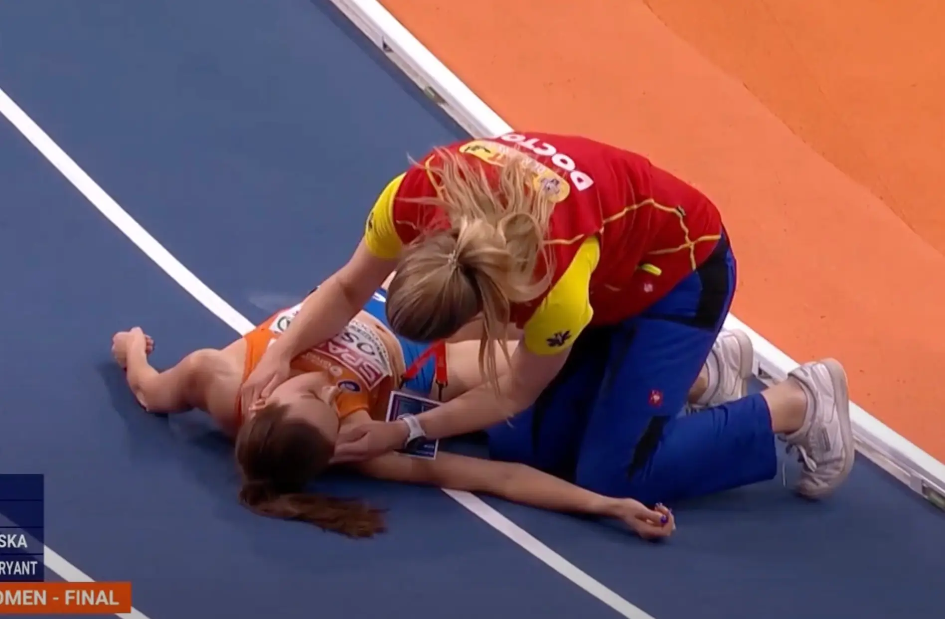 Koster unconscious on the track (Image: RTE)