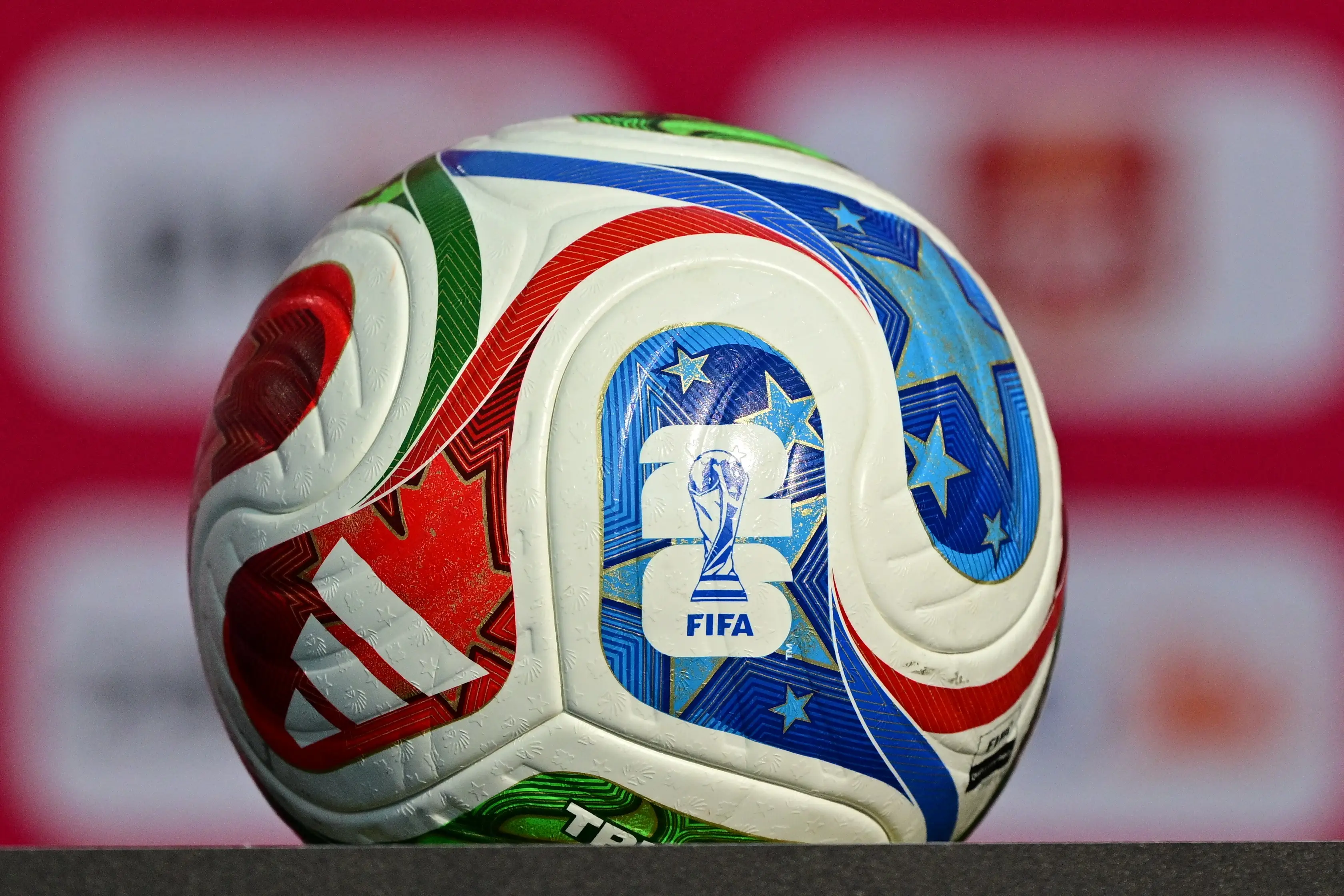 Close up on a Fifa WC2026 soccer ball at a press conference of Belgian national soccer team Red Devils in their base camp, home of the Seattle Sounders (Getty Images)