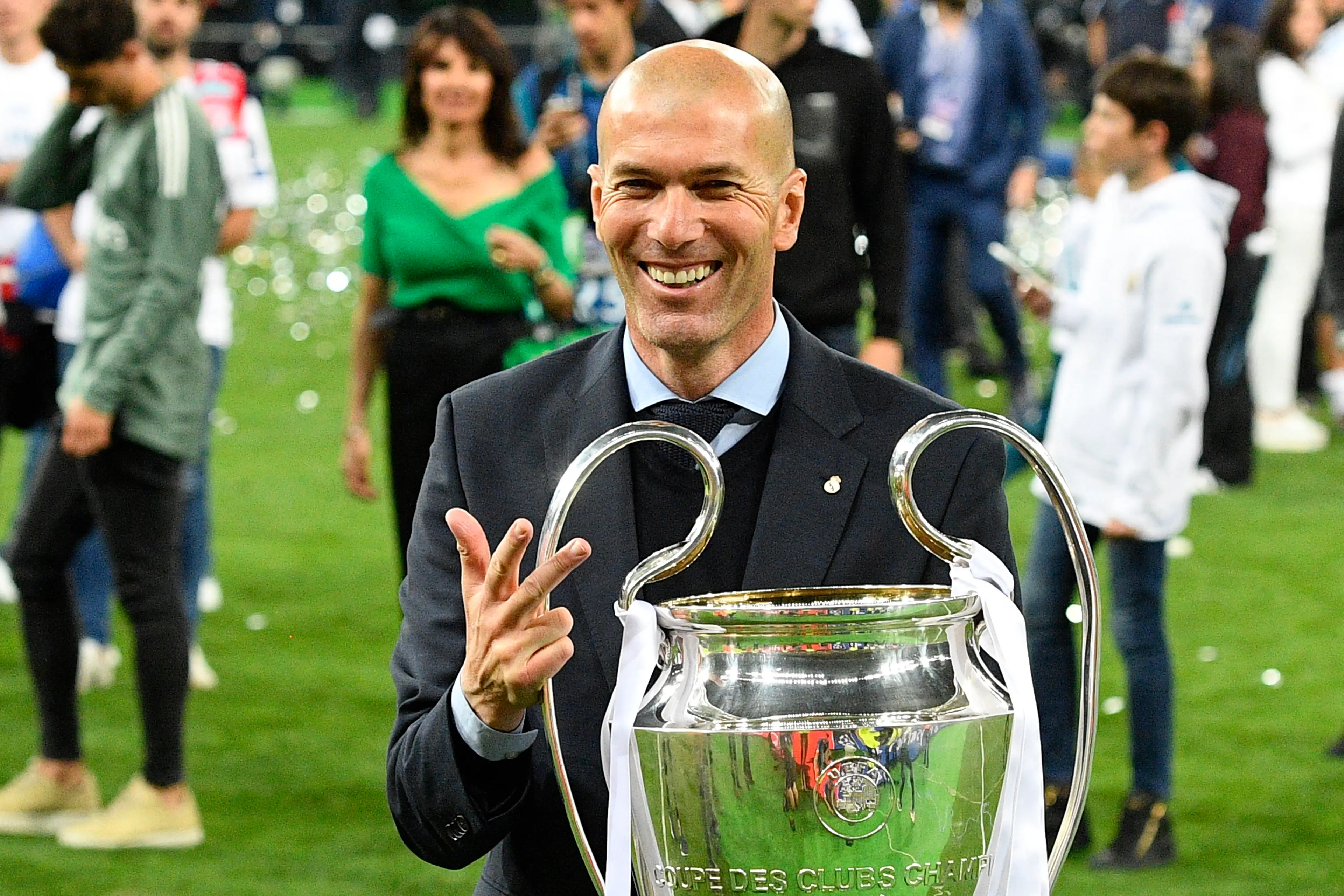 Zinedine Zidane celebrates winning the Champions League with Real Madrid. Image: Getty 