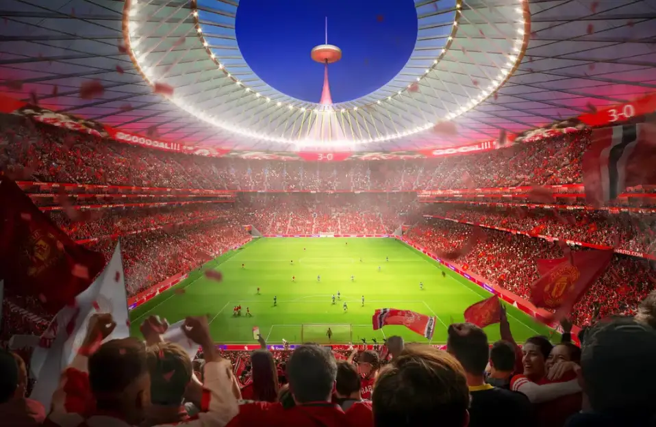 Manchester United have announced plans to build a new 100,000-capacity stadium. Image credit: Man Utd & Foster + Partners