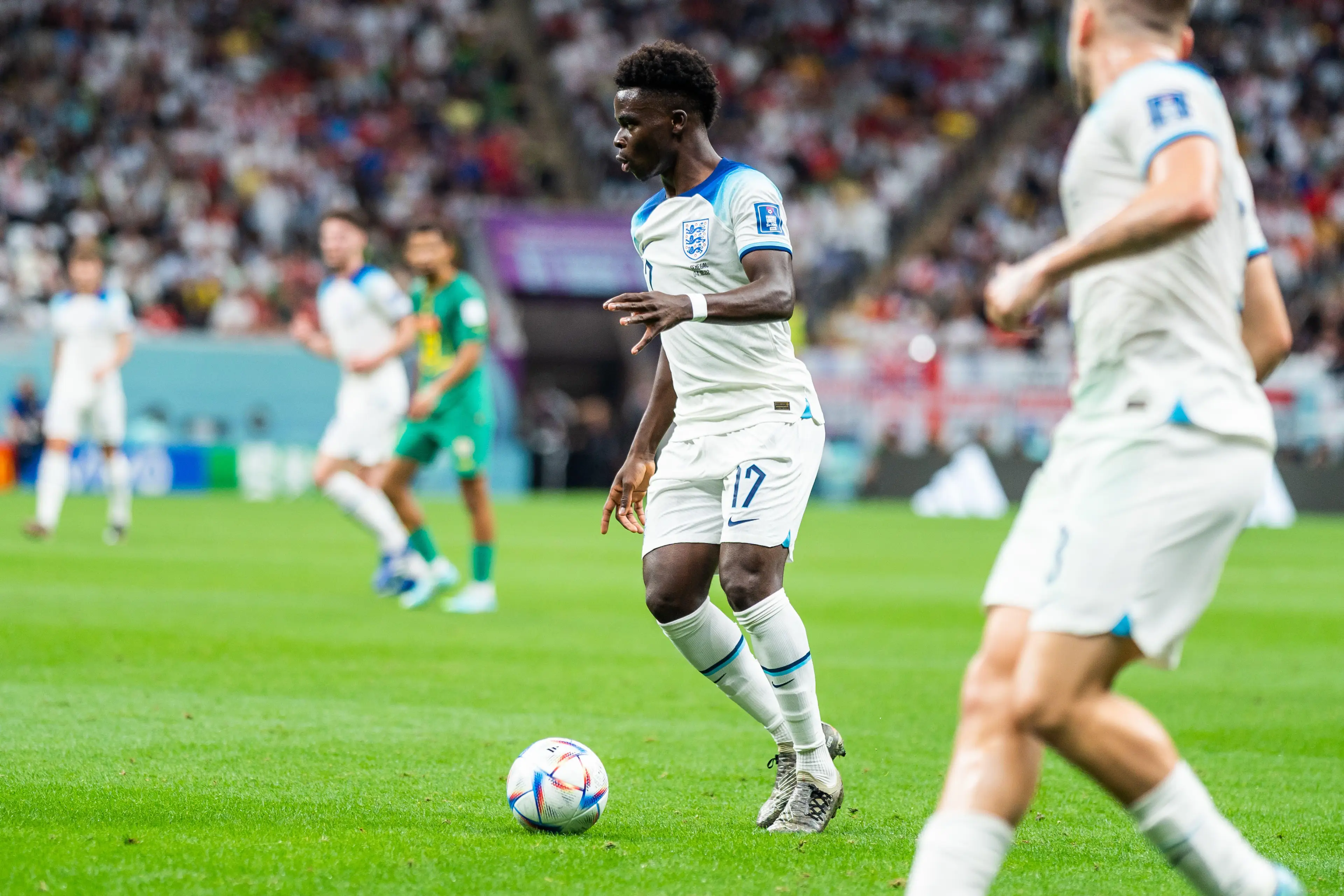 Bukayo Saka in action for England at the World Cup. Image: Alamy 