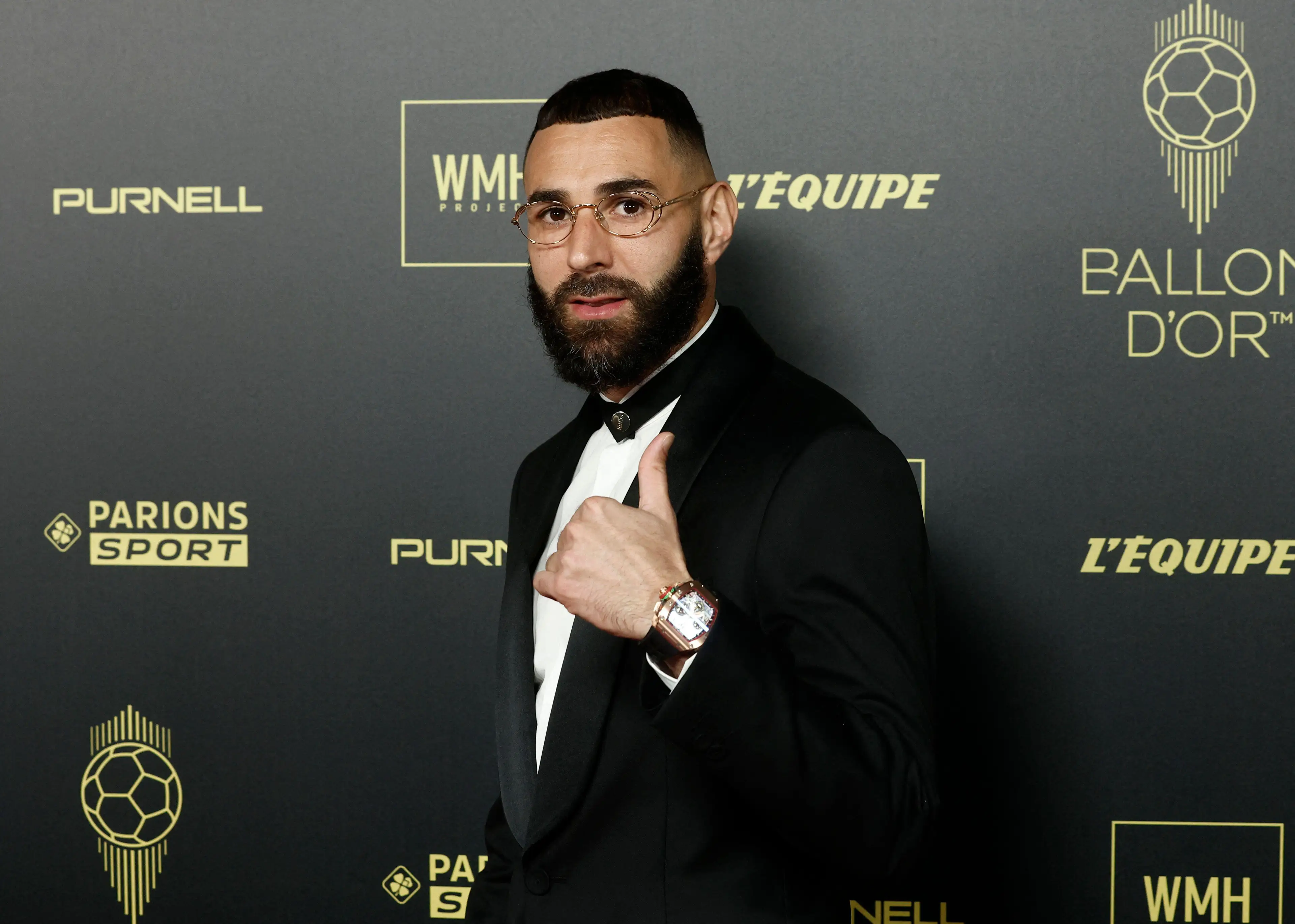 Benzema arriving at the ceremony on Monday. (Image