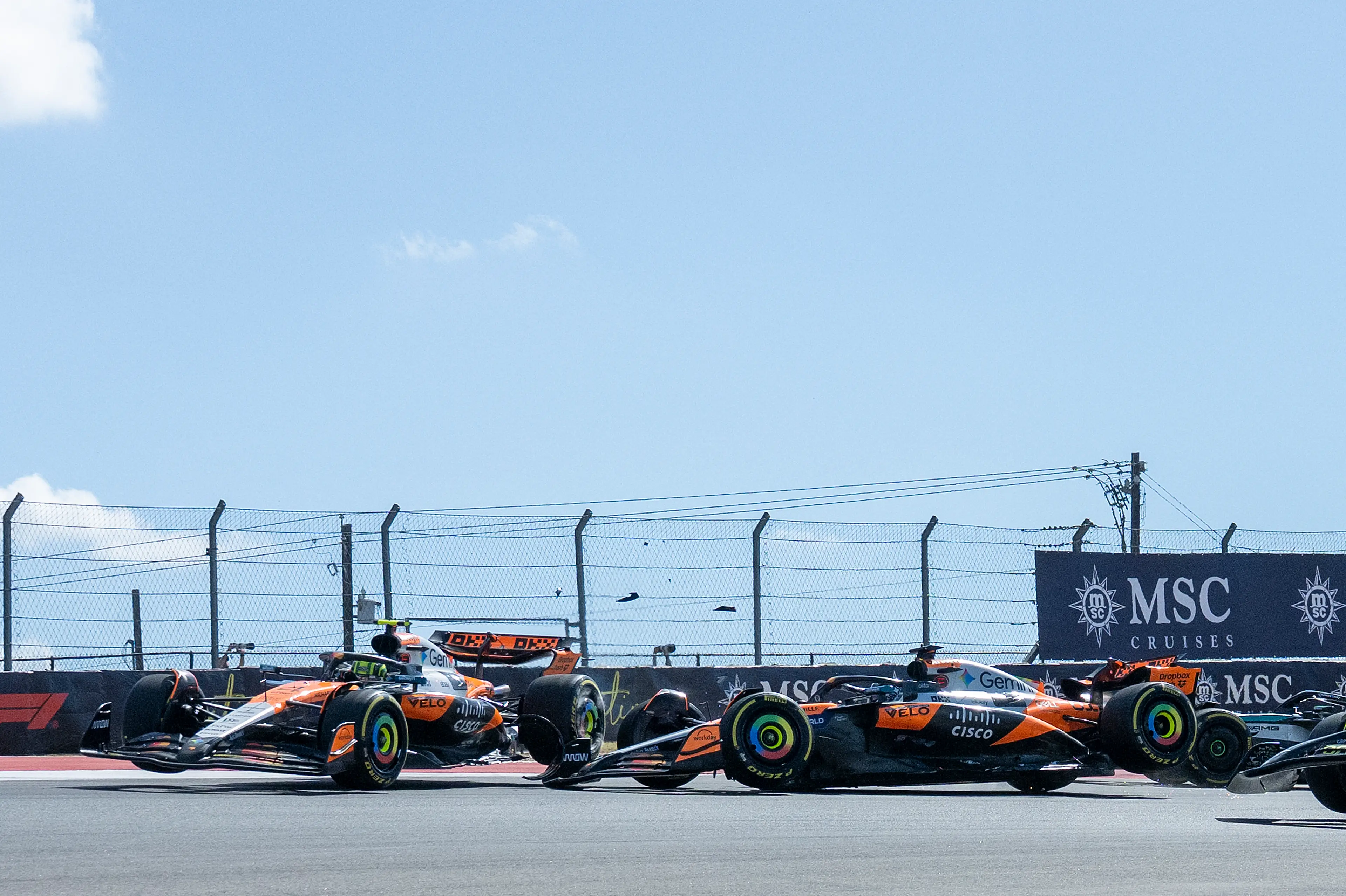 The McLarens collided during the US Grand Prix sprint. Image: Getty