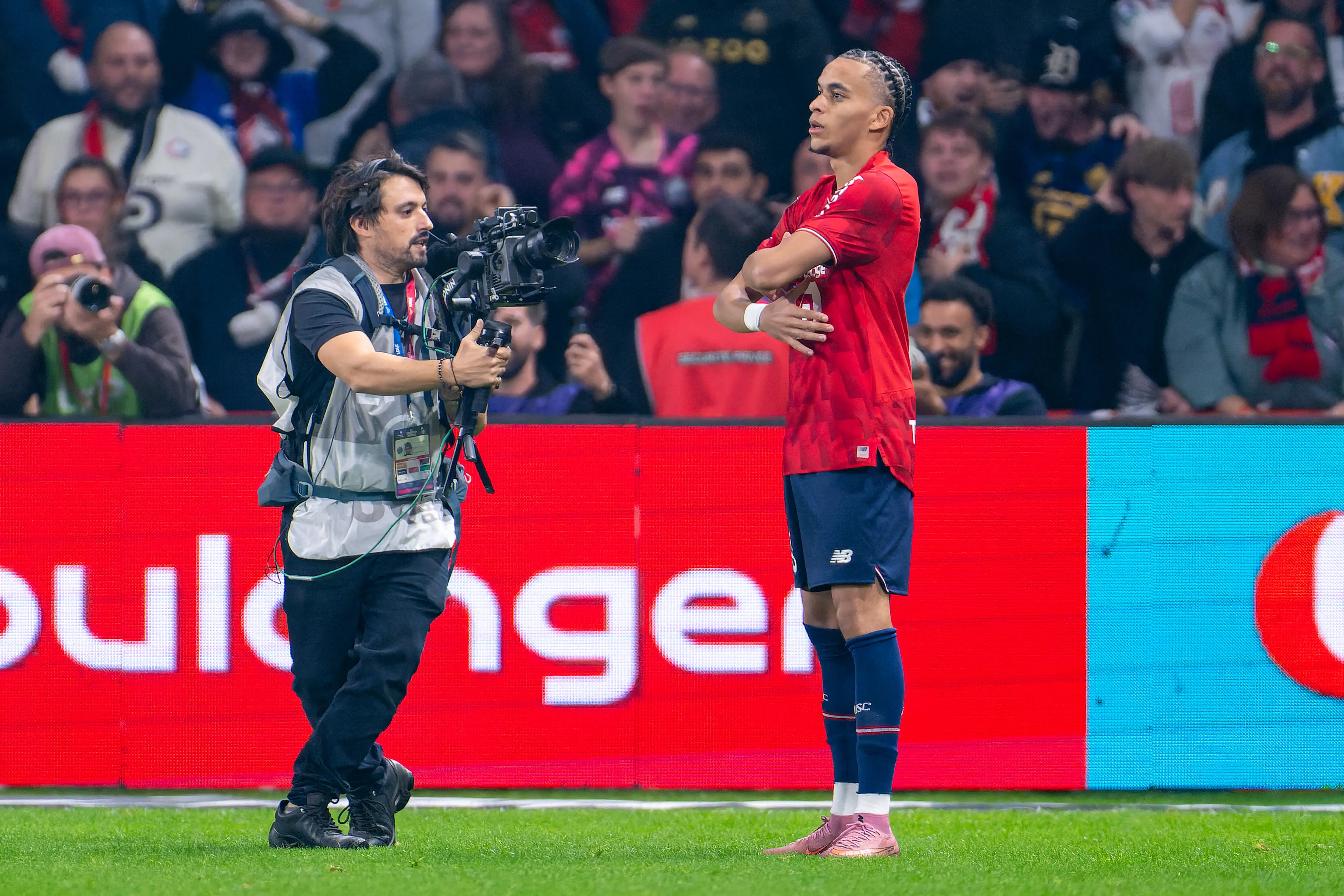 Ethan Mbappe celebrates his goal against PSG. Image credit: Getty